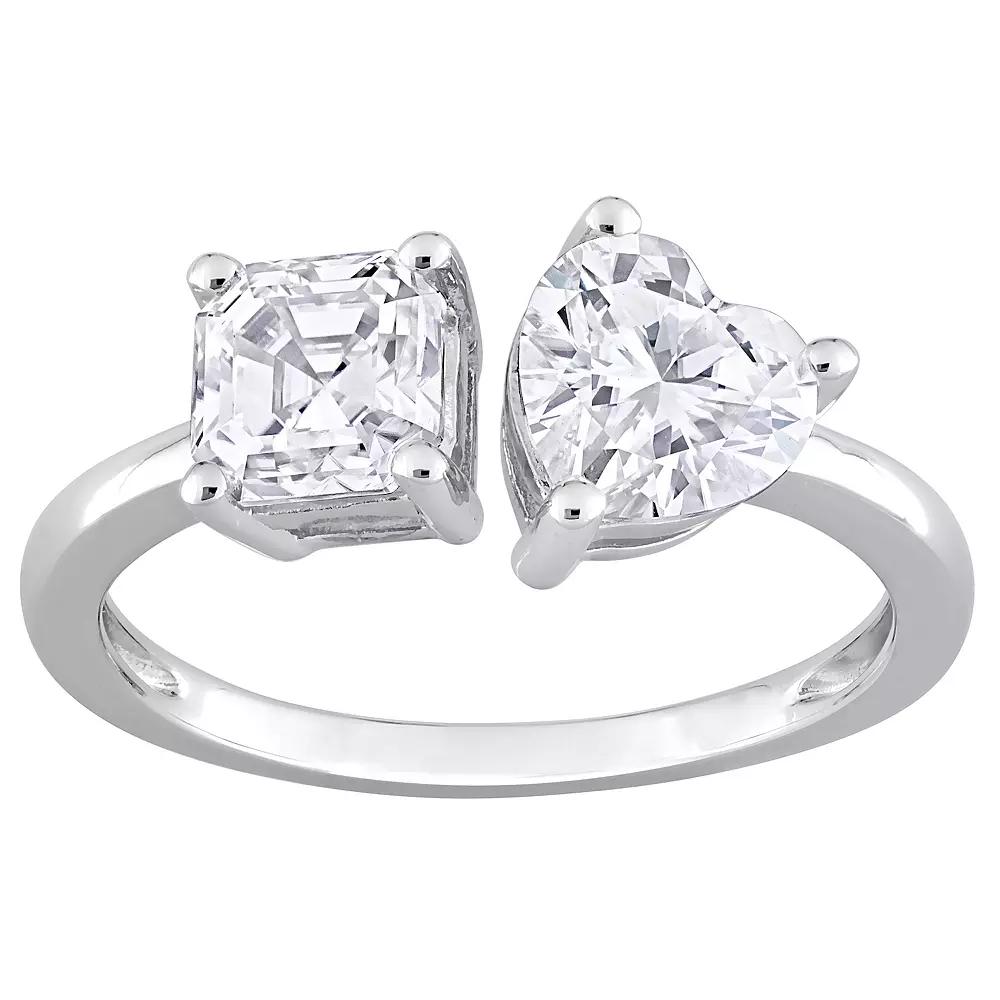Stella Grace Sterling Silver Lab-Created Moissanite Two-Stone Ring, Womens Product Image
