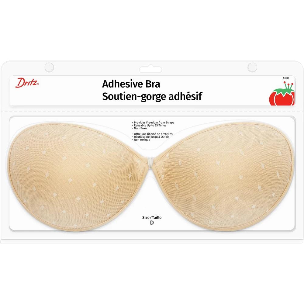 Dritz D Cup Adhesive Strapless Backless Bra Nude: Sticky Bra, Silicone Pasties, Hand Wash, Women's Undergarment Product Image