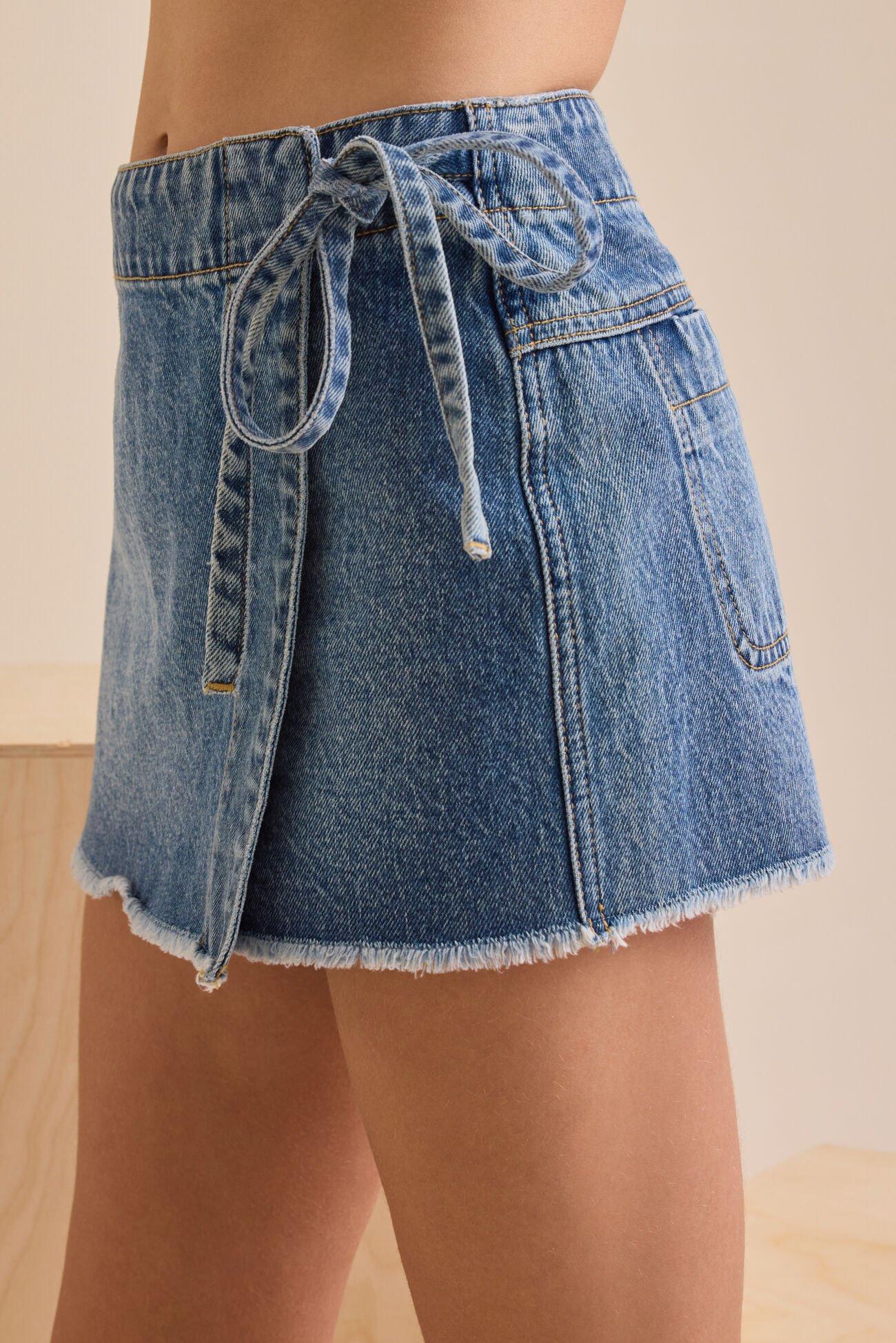 Dylan Side Tie Denim Skort Product Image