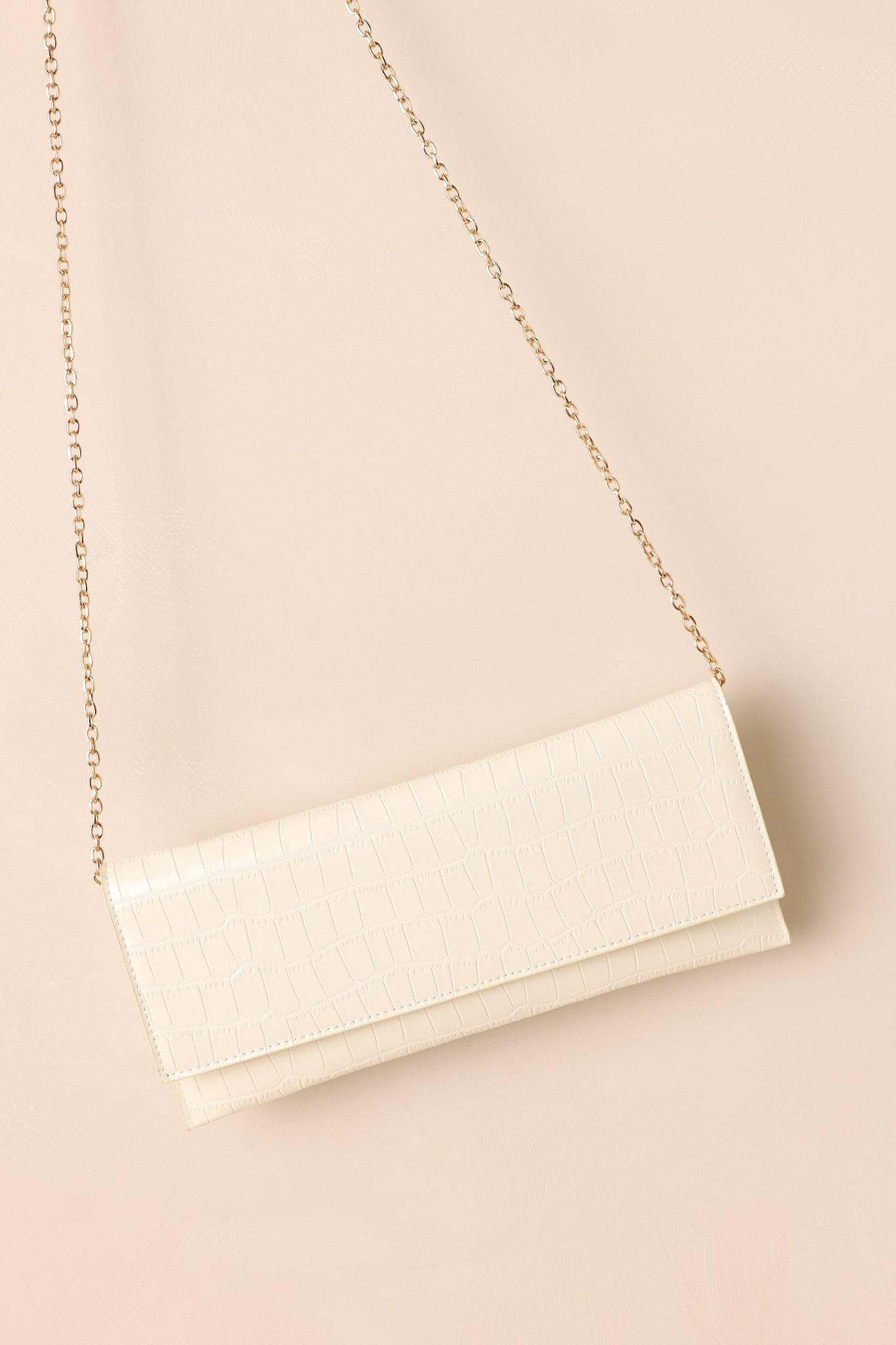 Spirit of Euphoria Ivory Faux Croc Clutch Product Image