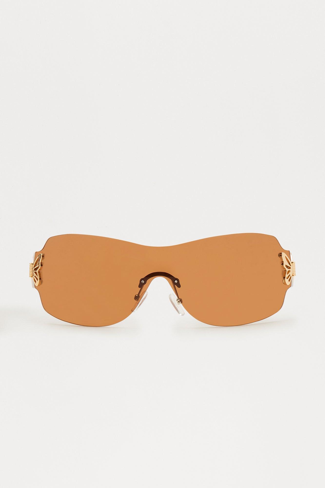 What I See Rimless Shield Sunglasses - Brown Product Image