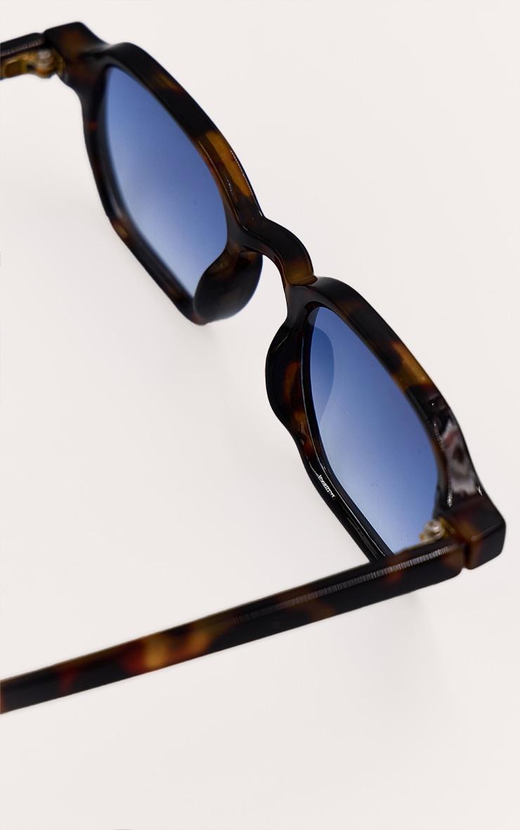 Tortoiseshell Honey Tort Blue Lense Square Sunglasses Product Image