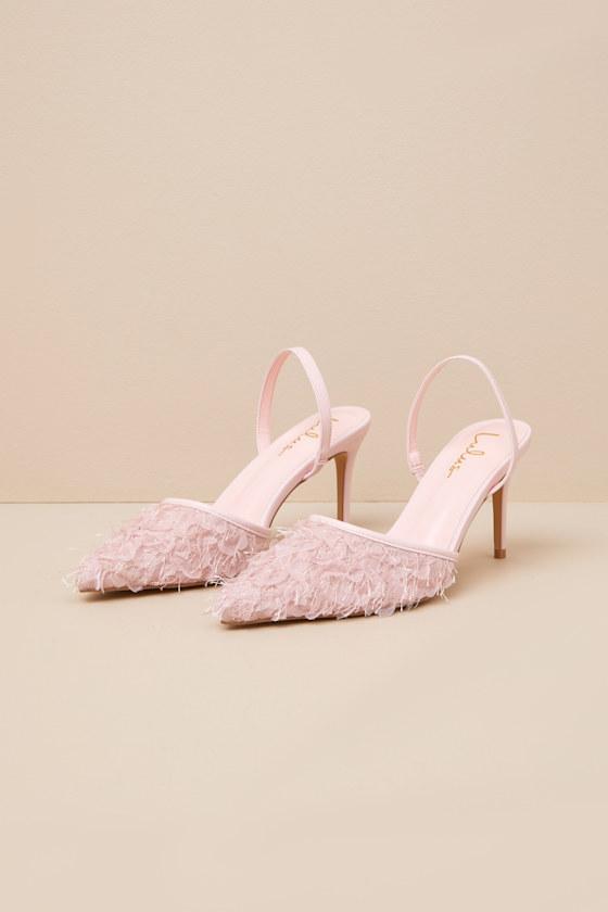 Marybella Blush Textured Slingback Pumps Product Image