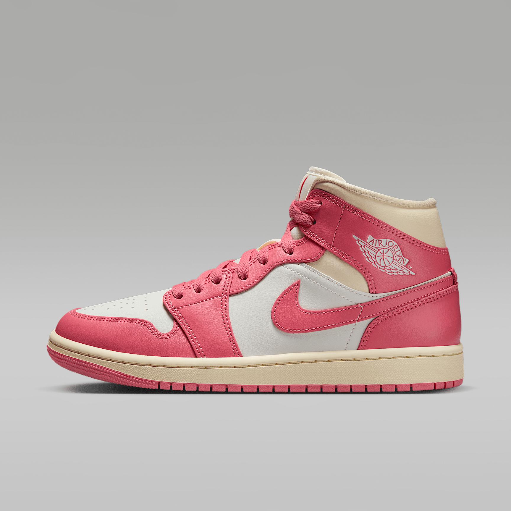 Jordan Womens Jordan AJ 1 Mid - Womens Basketball Shoes Sail/Pink Product Image
