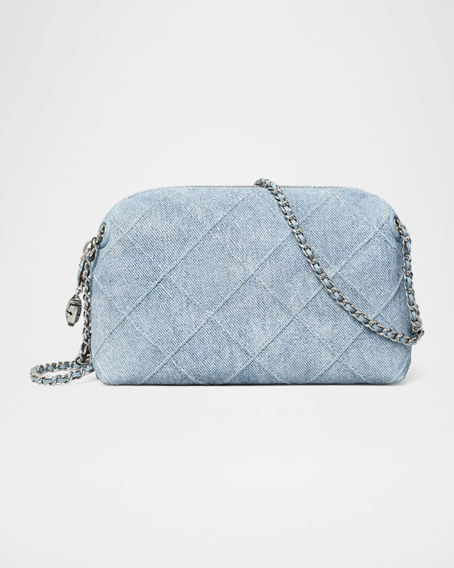 Fleming Denim-Print Suede Crossbody Bag Product Image