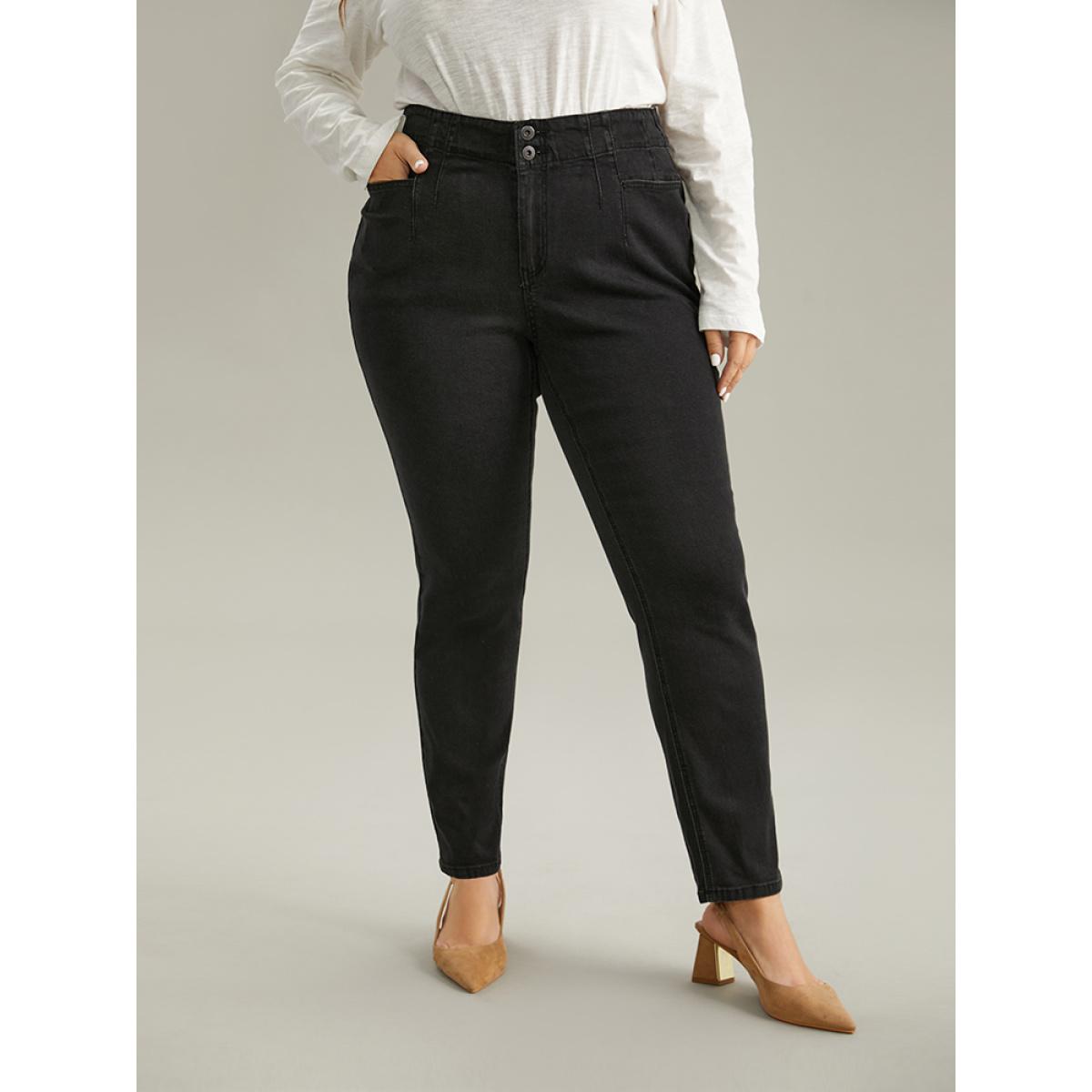 Plus Size Seam Detail Skinny Pocket Jeans Women DimGray Casual Plain Plain High stretch Pocket Jeans BloomChic 14/1X Product Image