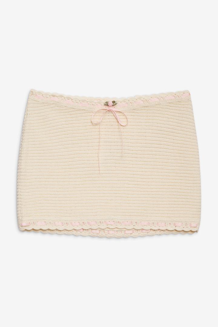 Kelsey Crochet Mini Skirt — Cream Product Image