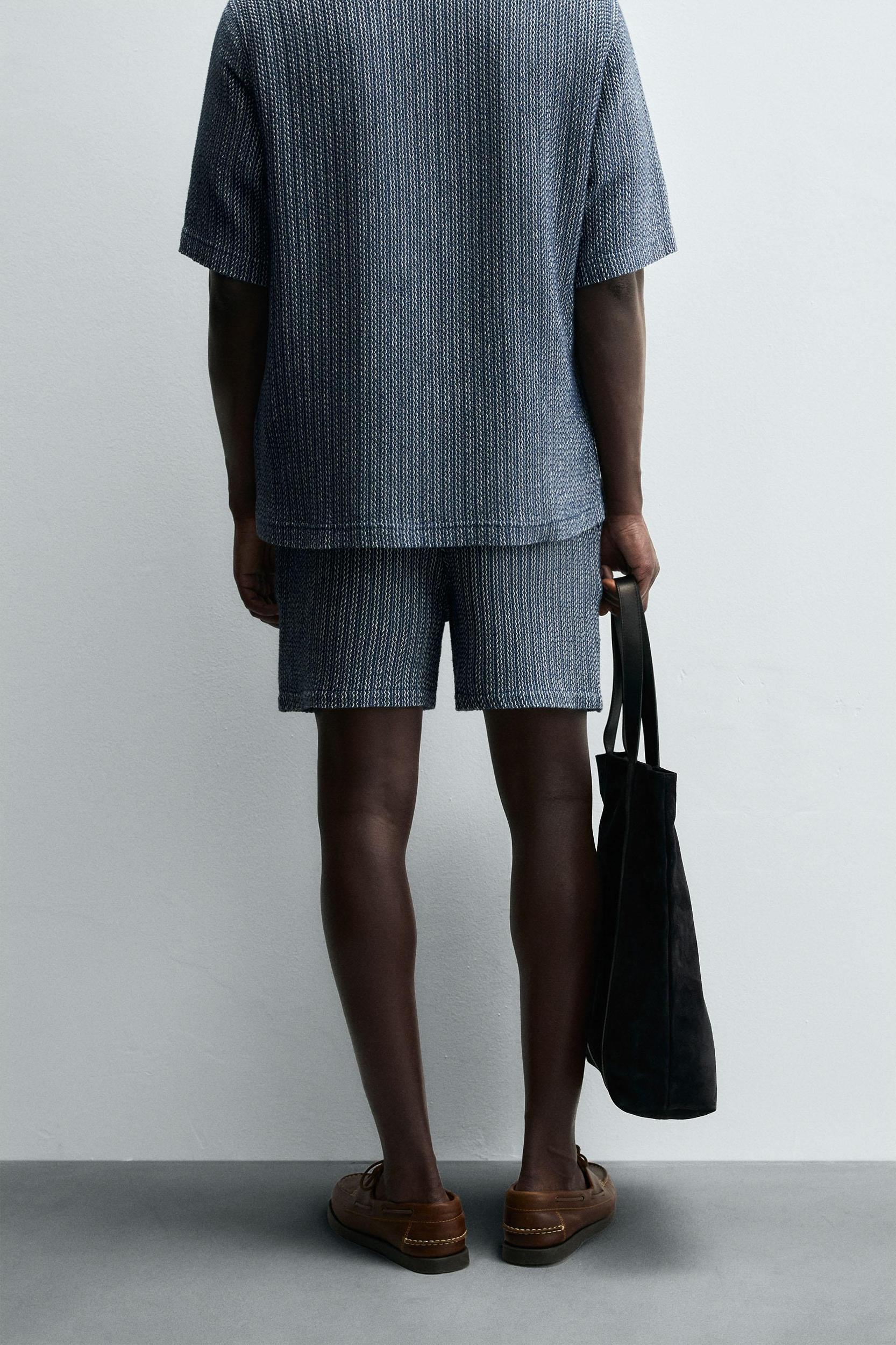 JACQUARD TEXTURED BERMUDA SHORTS Product Image