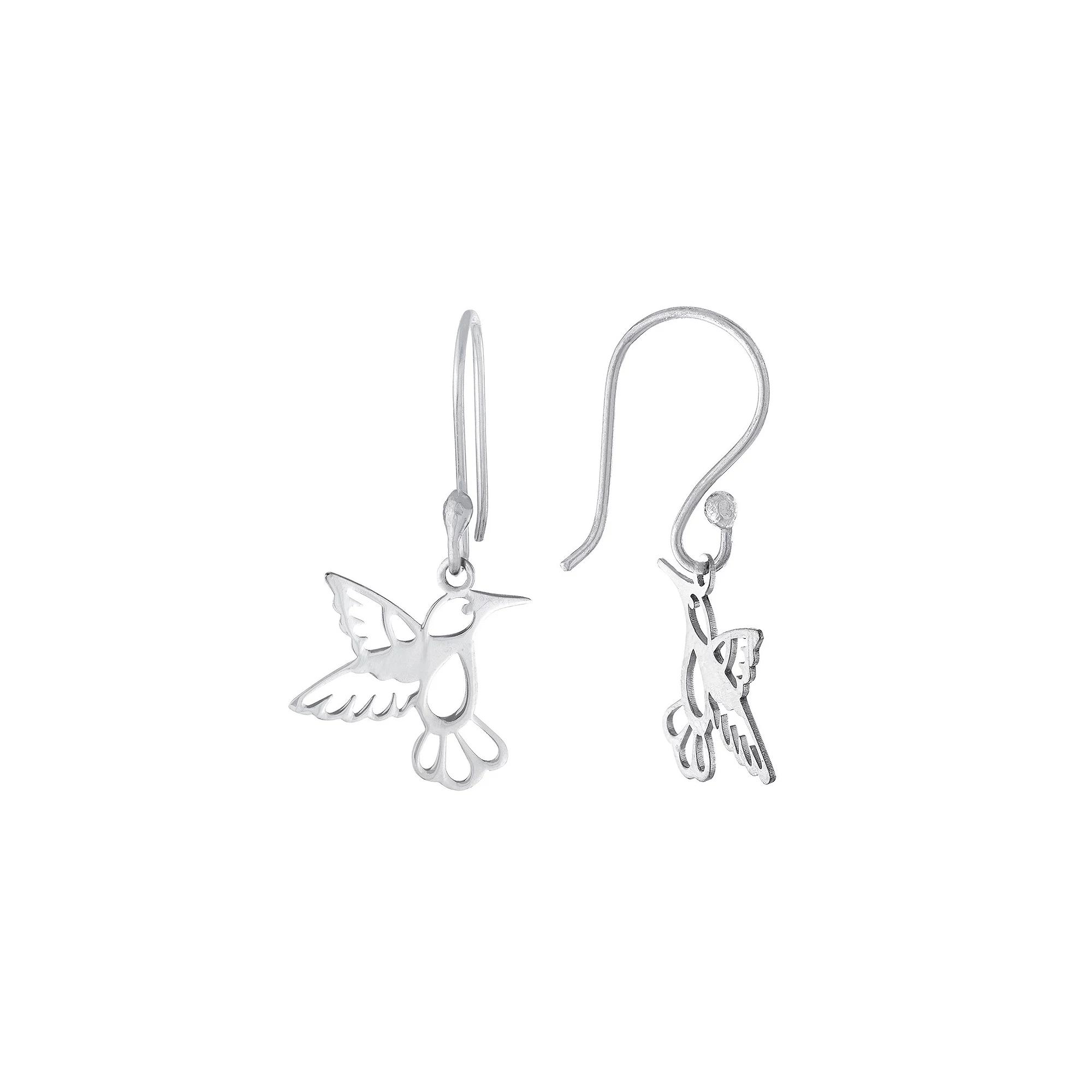 Main And Sterling Sterling Silver Laser Cut Hummingbird Drop Earrings, Women's Product Image