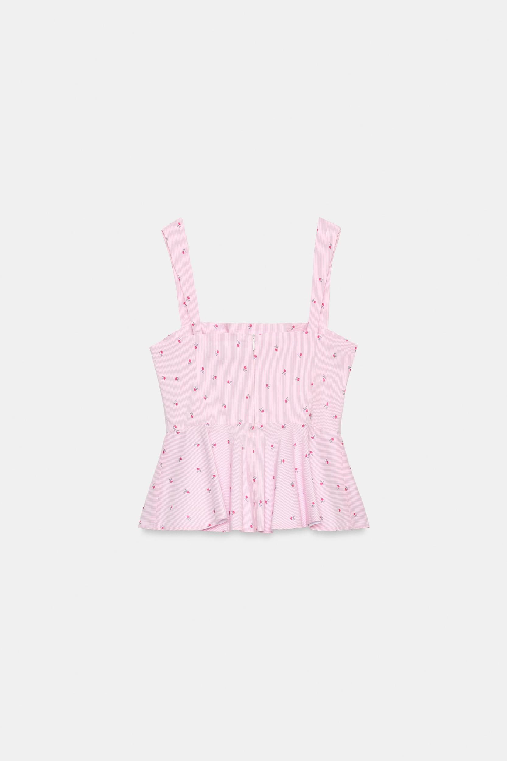 FLORAL STRIPED CORSET TOP Product Image
