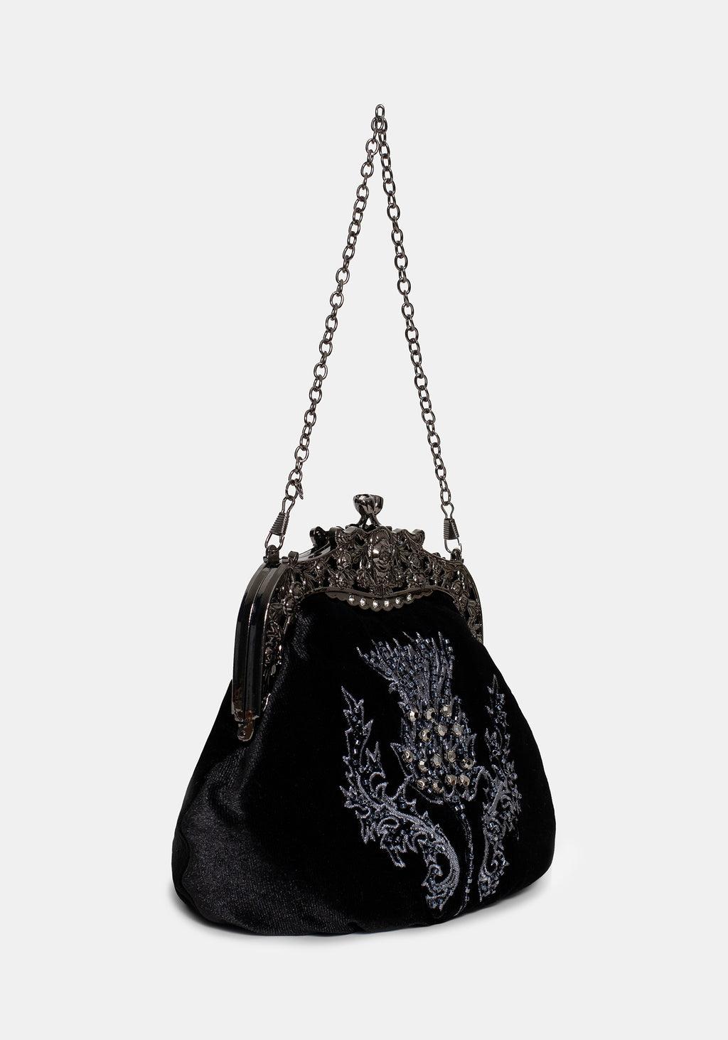 Despair Thistle Beaded Kiss Lock Pouch Bag Product Image
