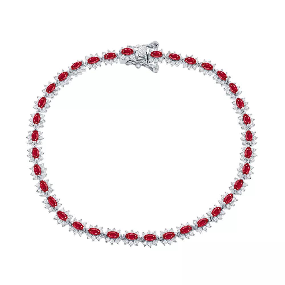 Sterling Silver Gemstone Tennis Bracelet, Womens Simulated Red Product Image