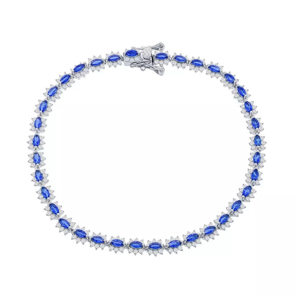 Sterling Silver Gemstone Tennis Bracelet, Womens Simulated Blue Product Image