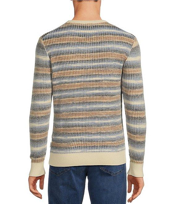 Rowm Long Sleeve Spacedye Plaited Horizontal Stripe Crew Neck Sweater Product Image