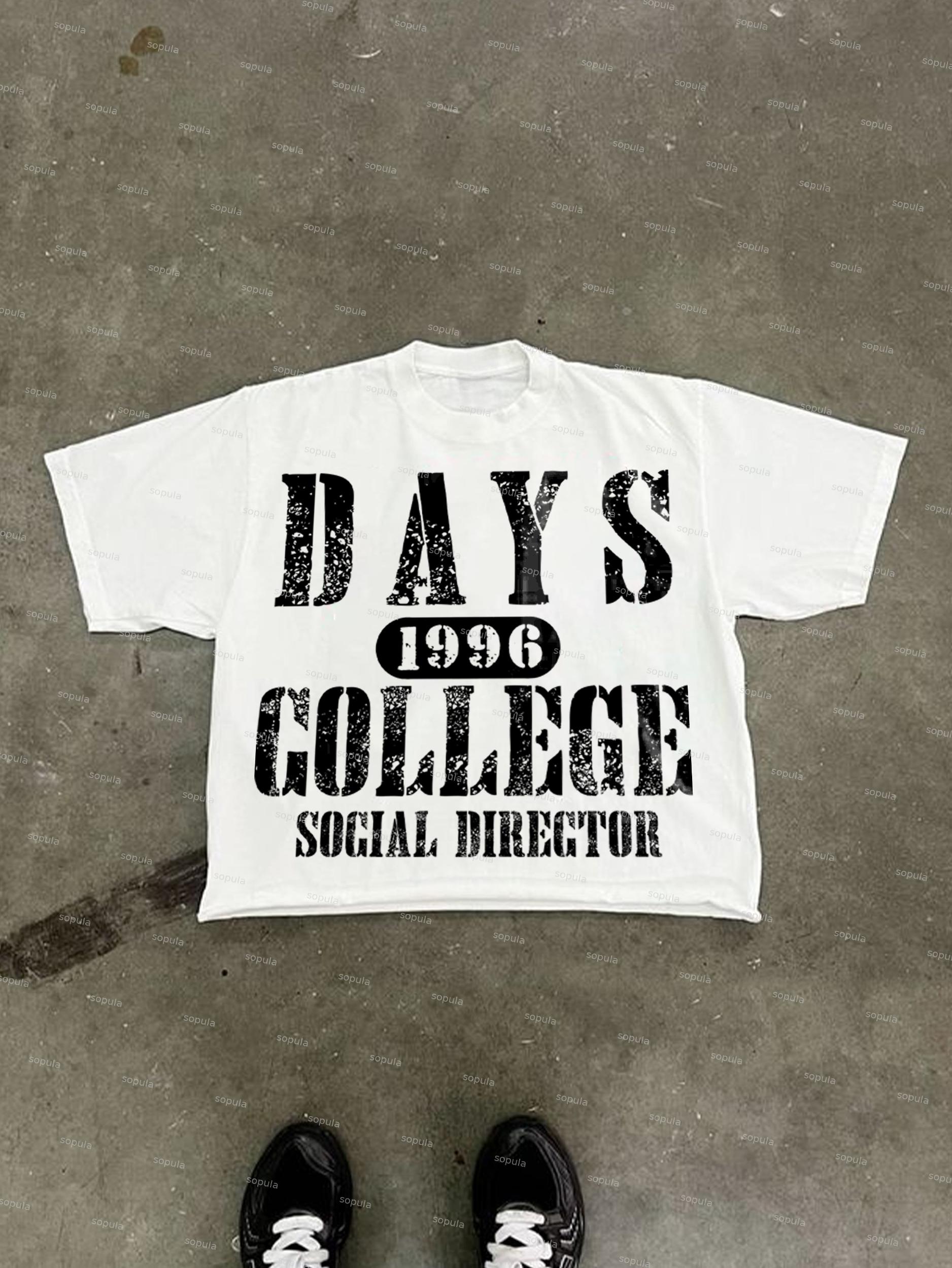 1996 Days Gollege Vintage Letter Graphic Cropped T-shirt Product Image