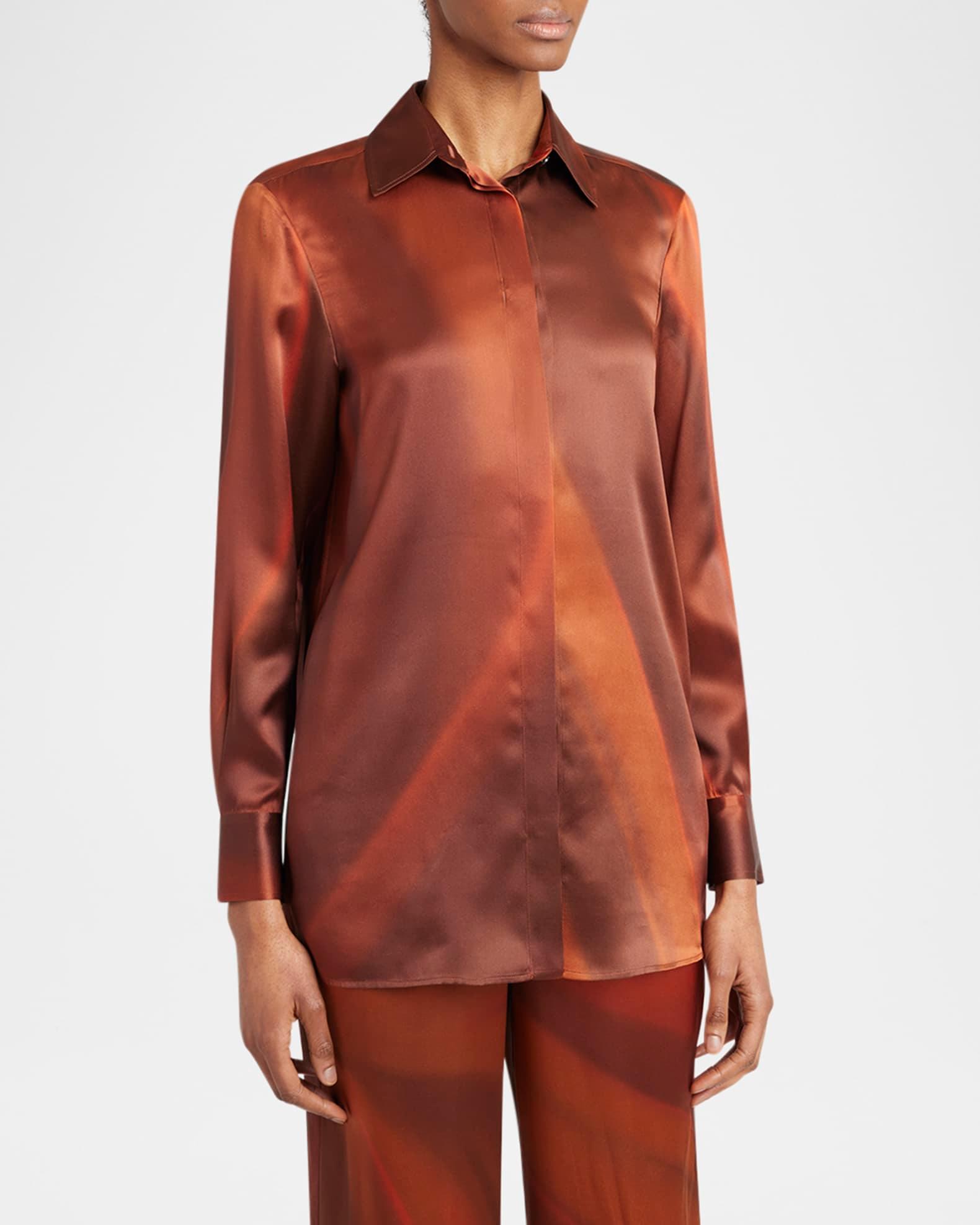 Abstract-Print Silk Button-Down Shirt Product Image