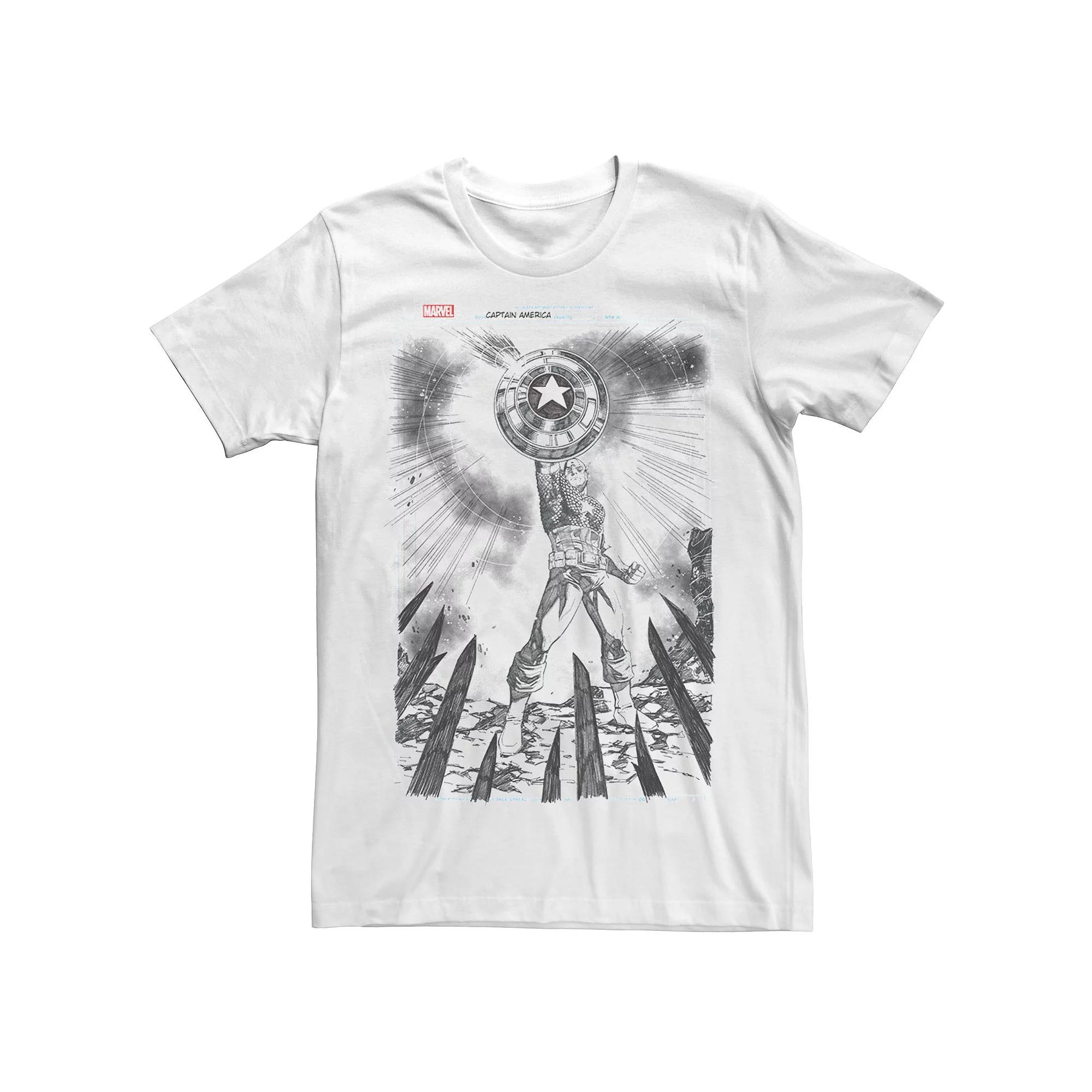 Men's Marvel Captain America Sketched Comic Book Cover Graphic Tee,  Product Image