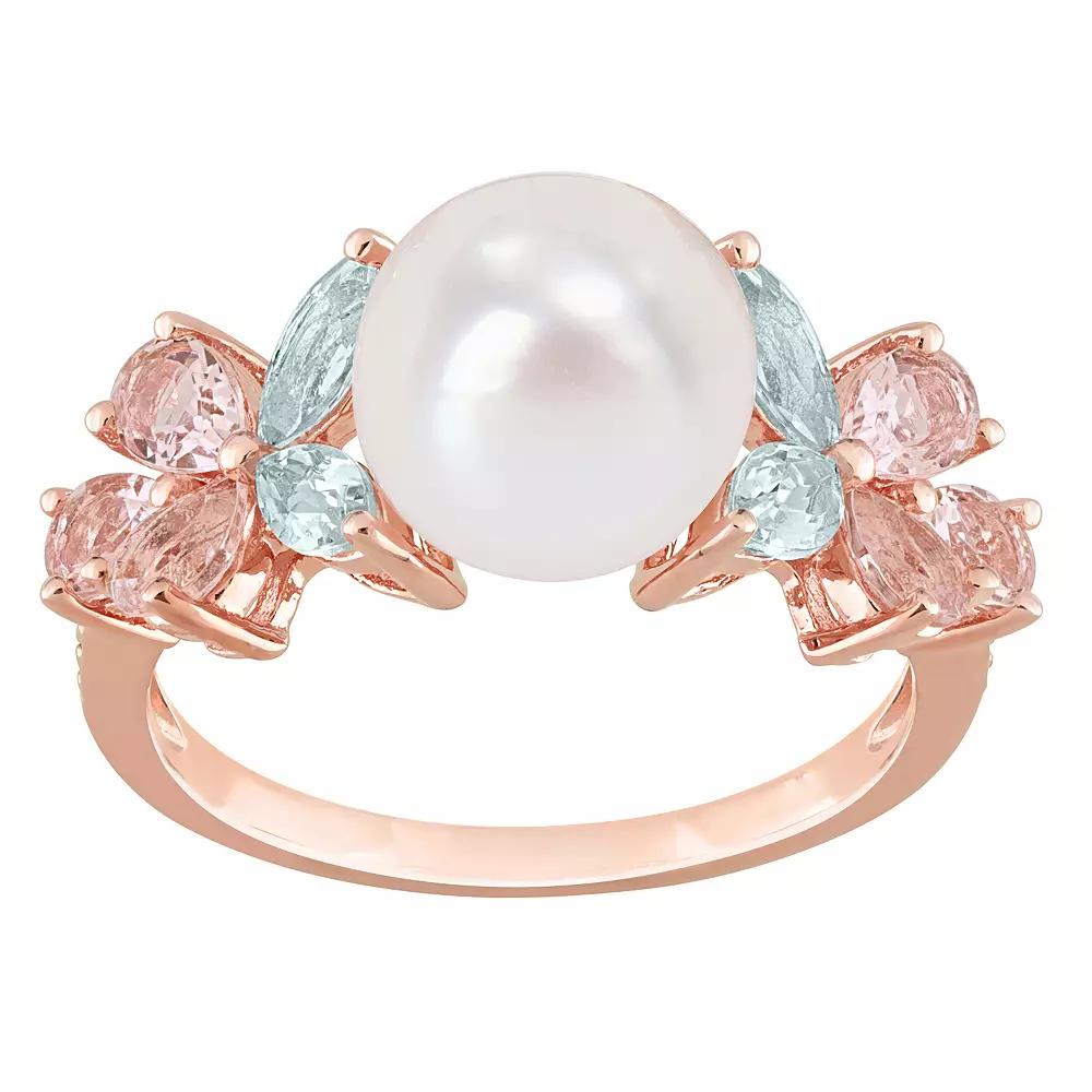 Stella Grace 18K Rose Plated Sterling Silver Multi-Gemstones & Freshwater Cultured Pearl Cocktail Ring, Women's,  Product Image