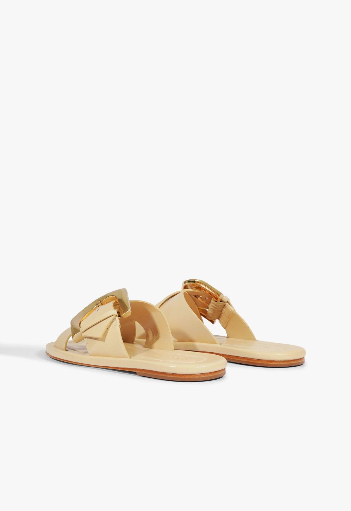 Lois Beige Leather Flat Sandal Product Image