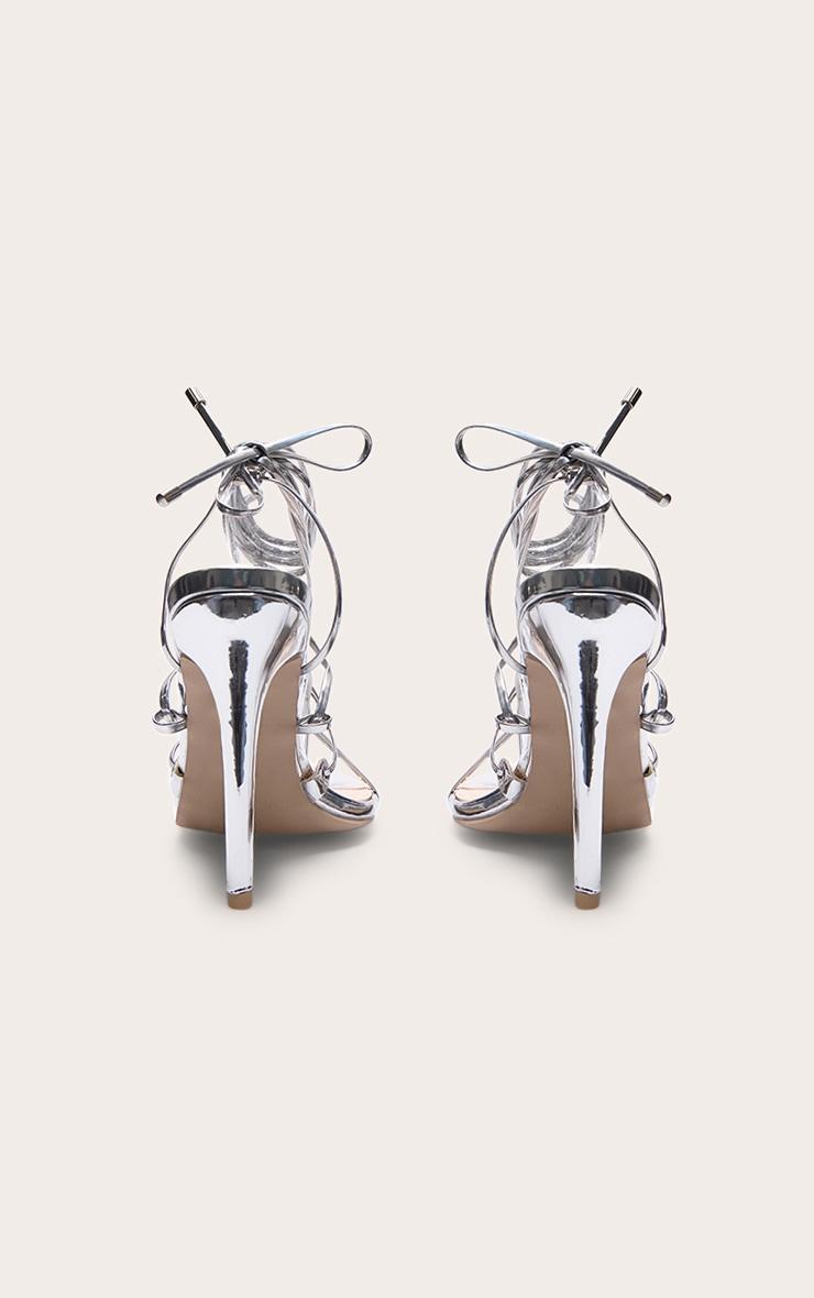 Silver Metallic Strappy Gladiator Point Toe Heels Product Image