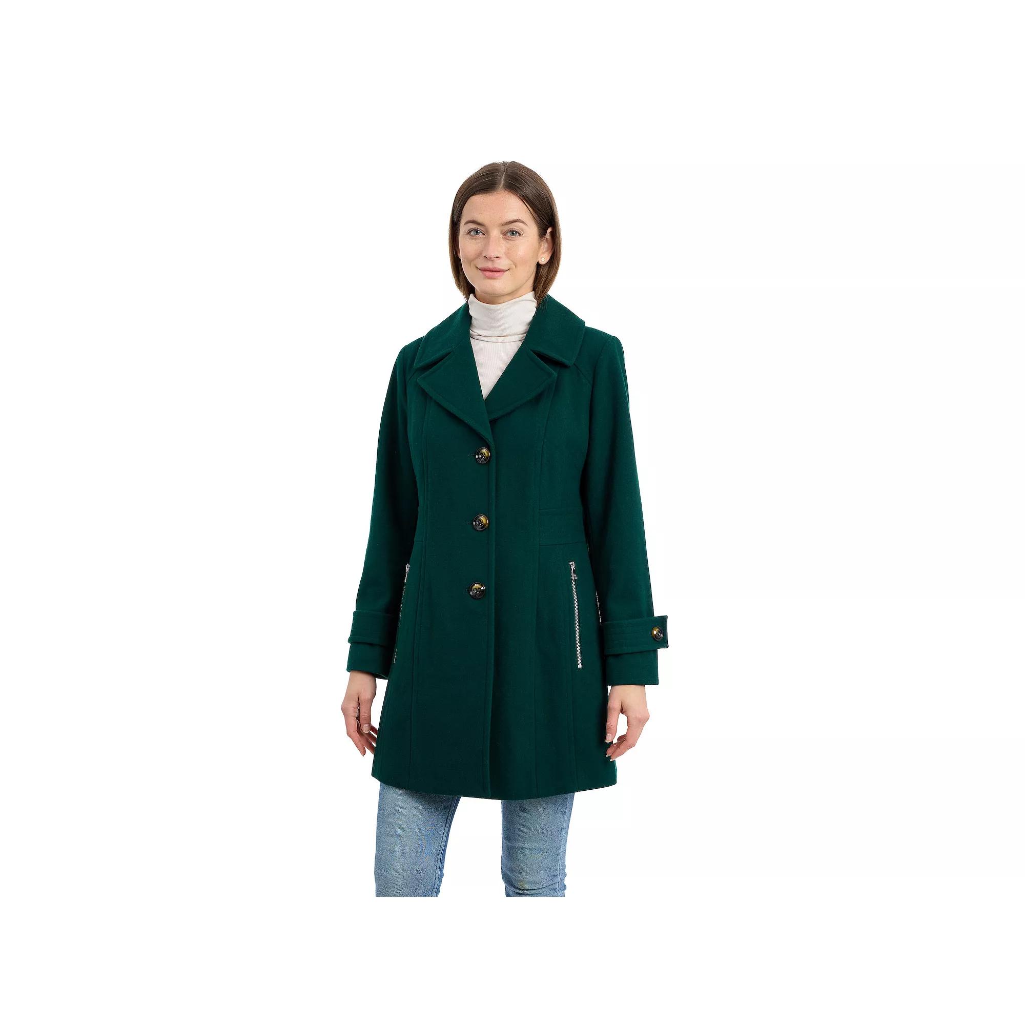 Women's London Fog Single Breasted Wool Blend Coat,  Product Image