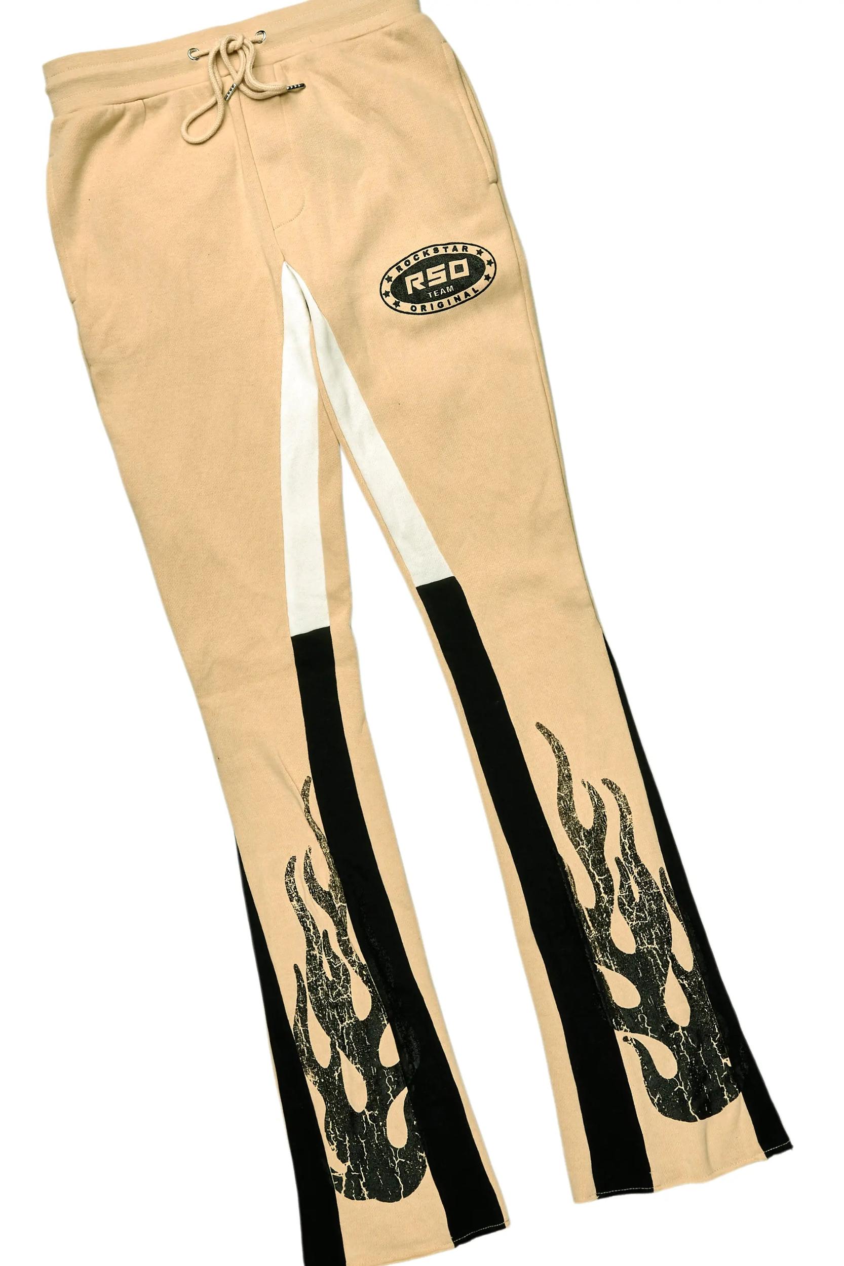 Amos Beige Stacked Flare Hoodie Track Set Male Product Image