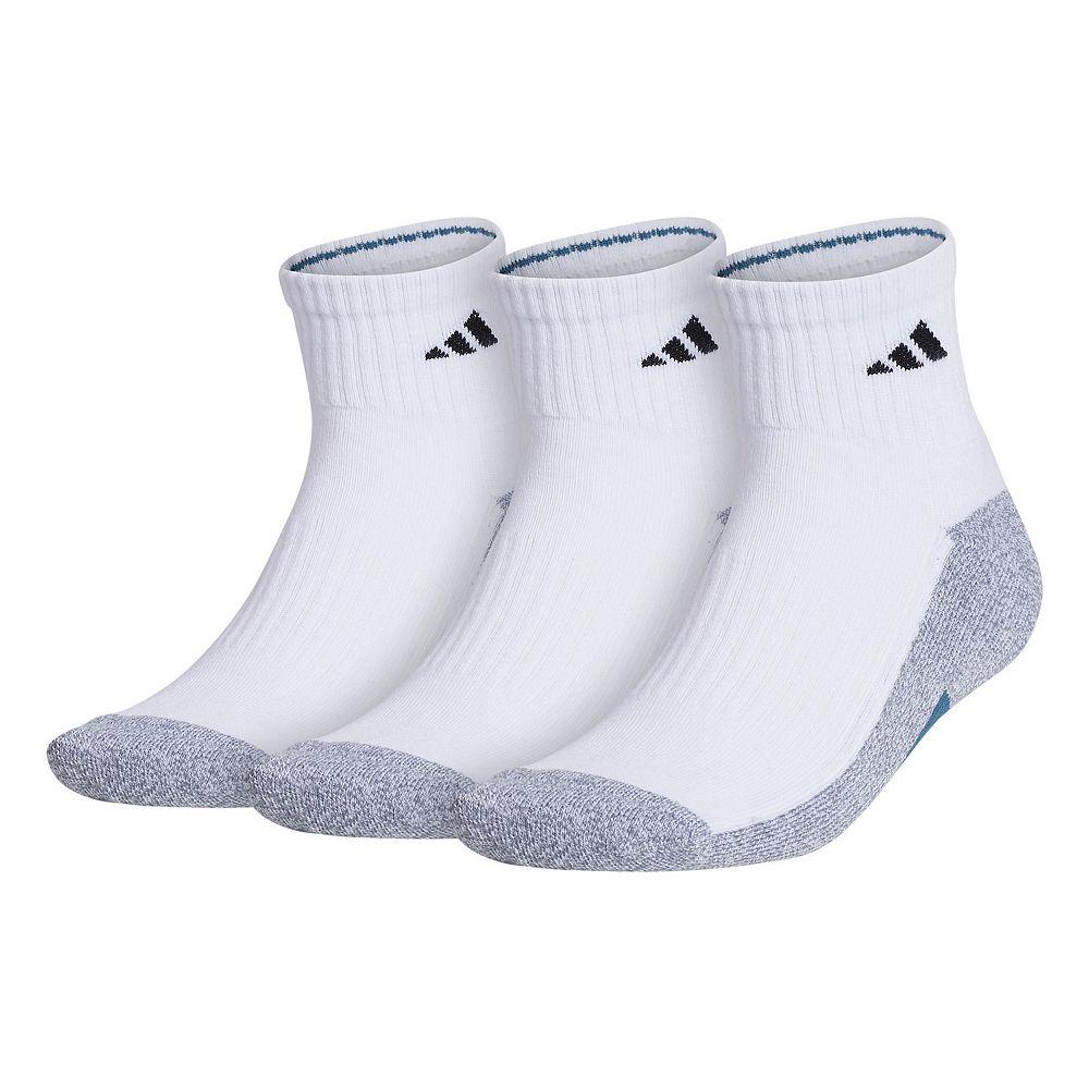 Men's adidas 3-pack Cushioned Quarter Socks, Size: 6-12, White Gray Blue Product Image