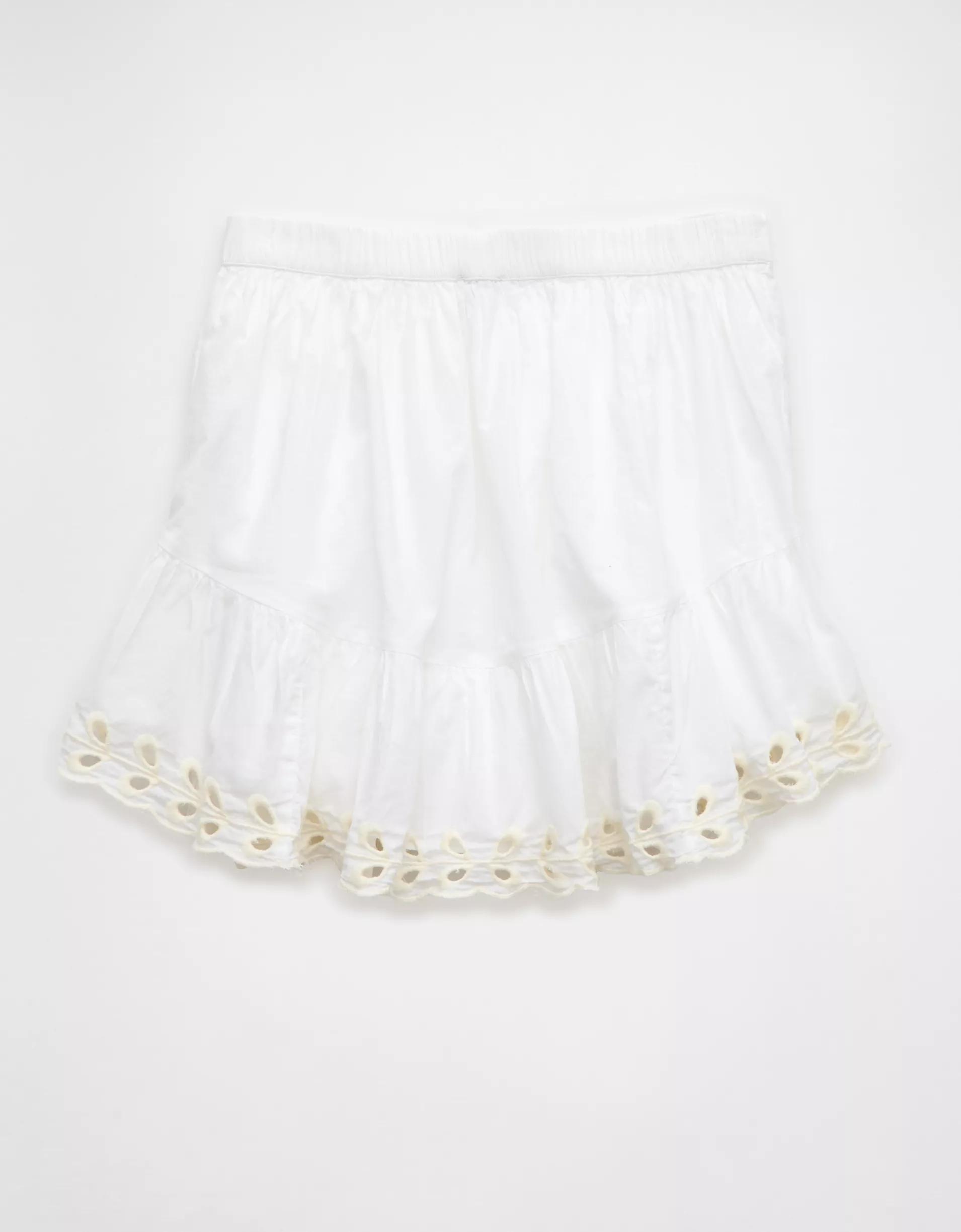 AE High-Waisted Embroidered Eyelet Mini Skirt Product Image