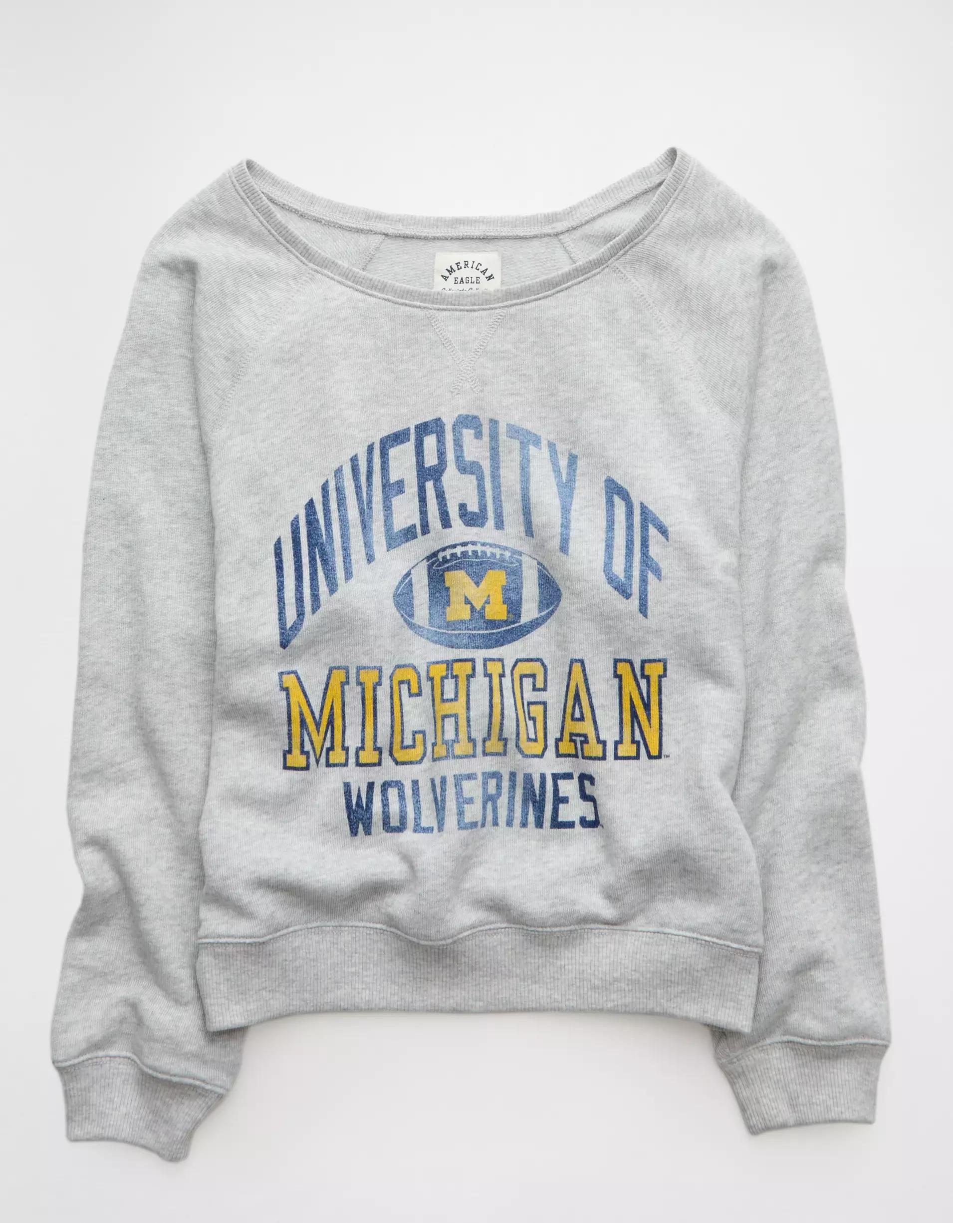 AE Michigan Wolverines Graphic Off The Shoulder Sweatshirt Product Image