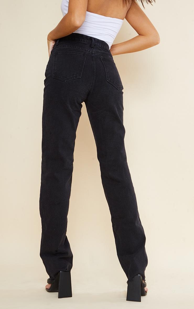 Tall Washed Black High Waist Long Leg Straight Jeans Product Image