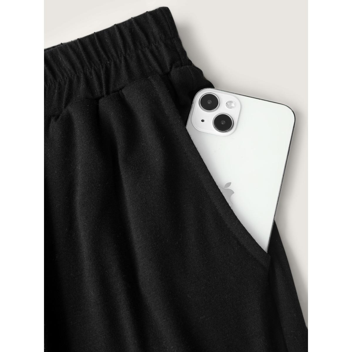 Plus Size Stretchy Ruffled Hem Tiered Pants Women Black Leisure Loose Mid Rise Casual Pants BloomChic 14-16/1X Product Image