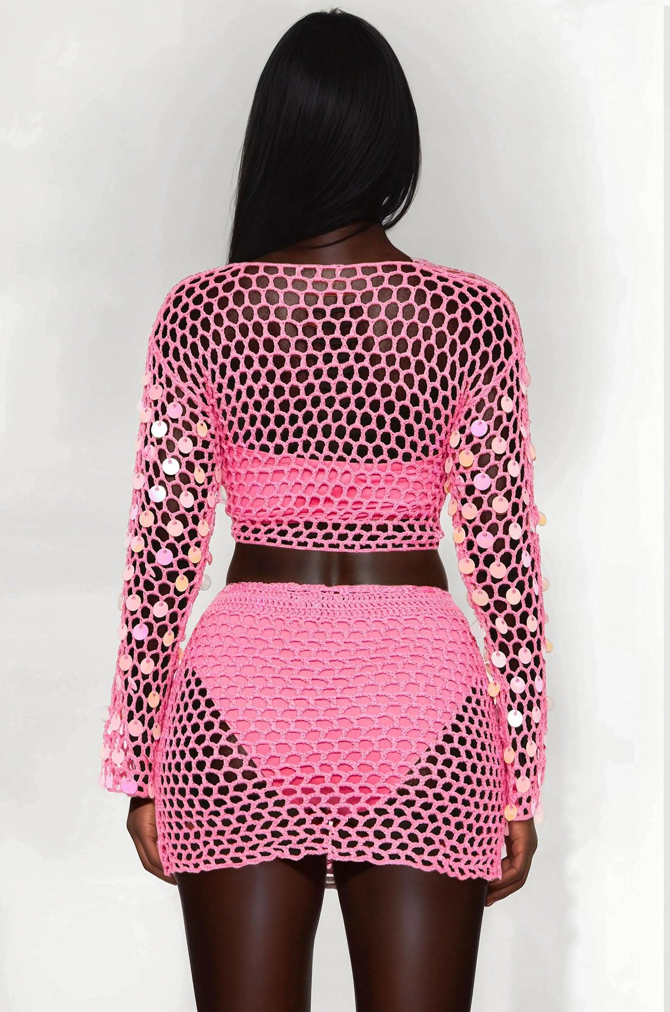 Costa Verde Crochet Skirt Set - Pink Female Product Image