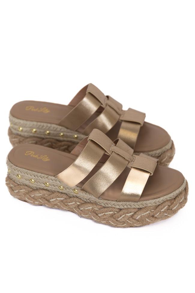 Sidney Gold Distress Slip-on Platform Sandals FINAL SALE Product Image