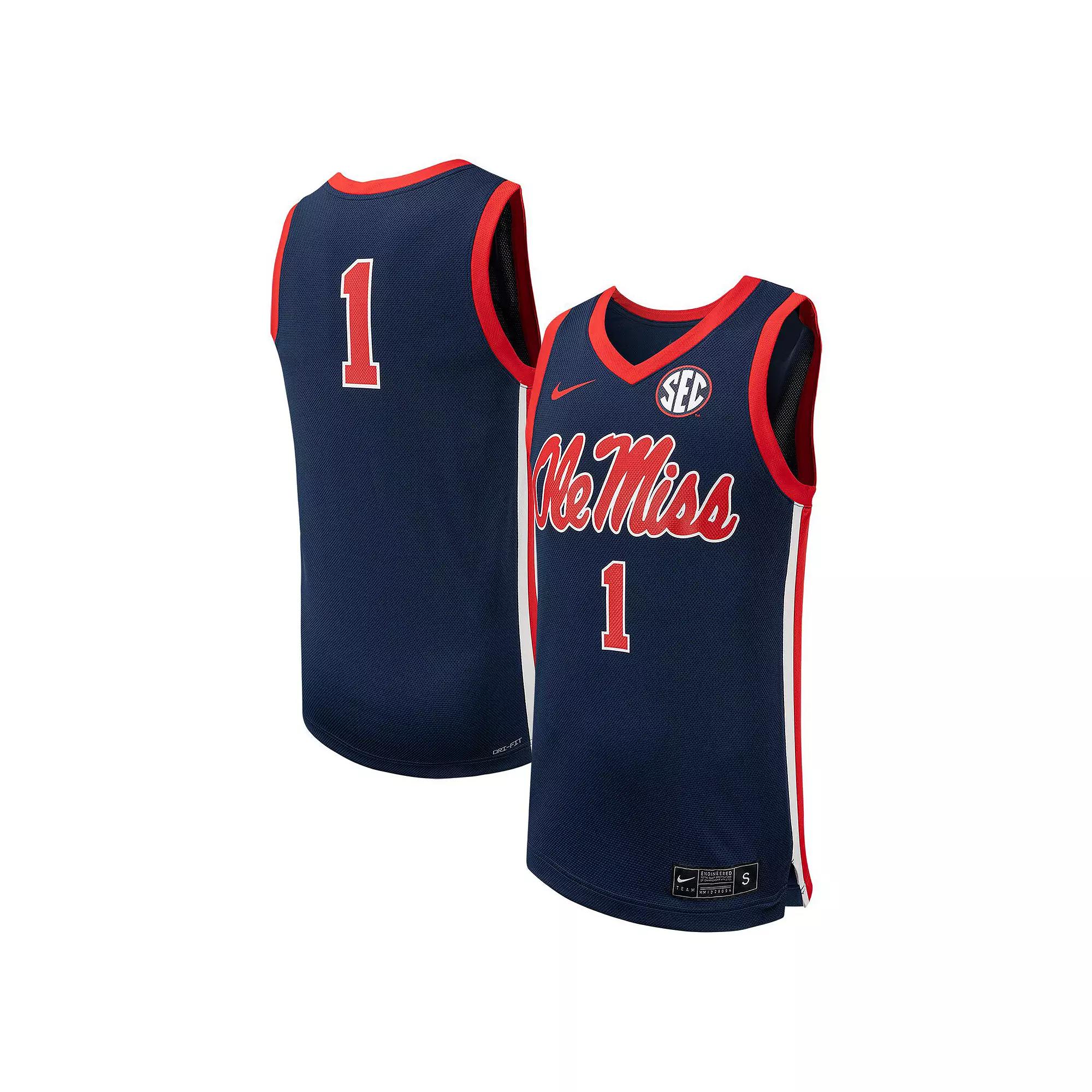 Mens Nike #1 Ole Miss Rebels Replica Basketball Jersey Blue Product Image