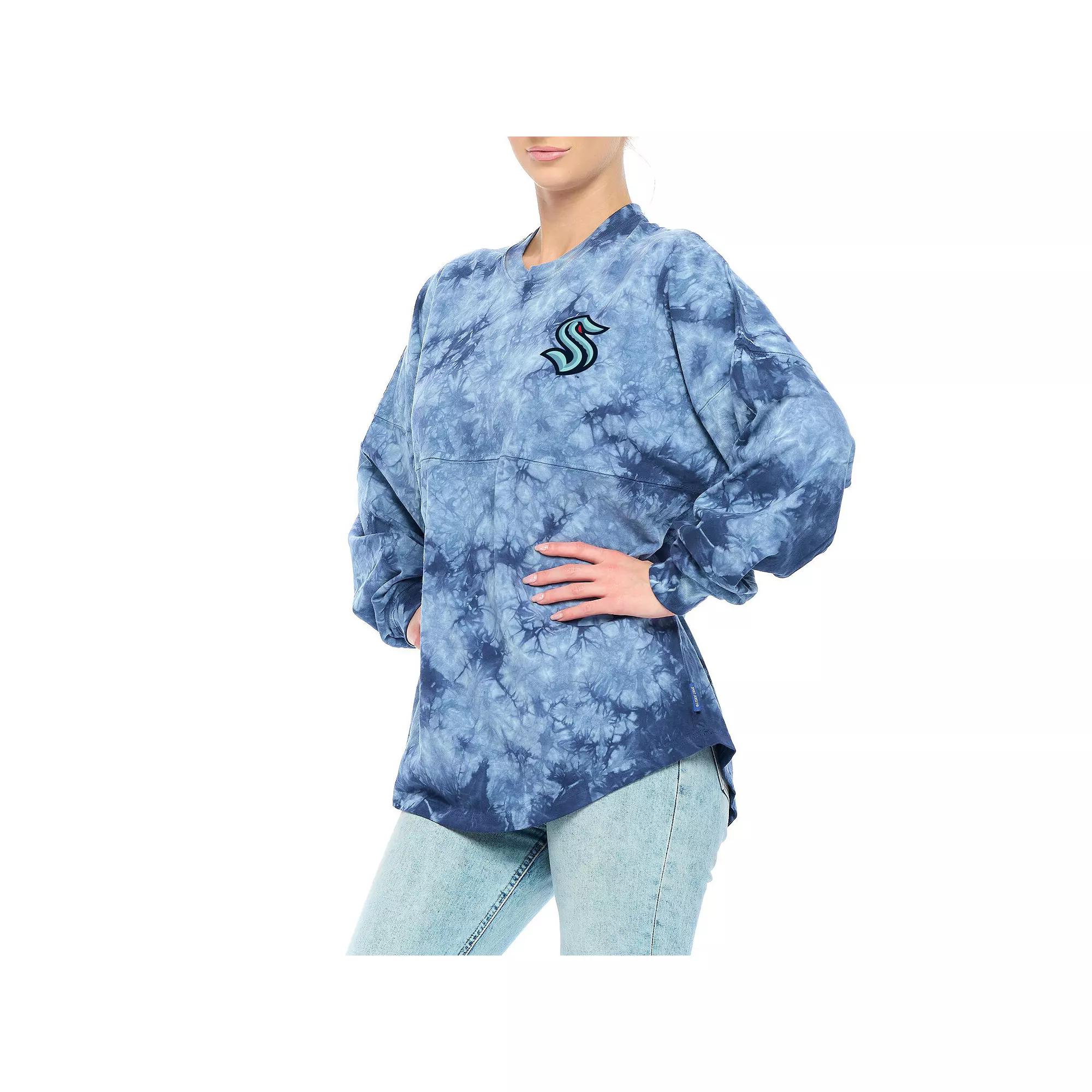 Women's Fanatics Branded Navy Nashville Predators Crystal-Dye Long Sleeve T-Shirt,  Product Image