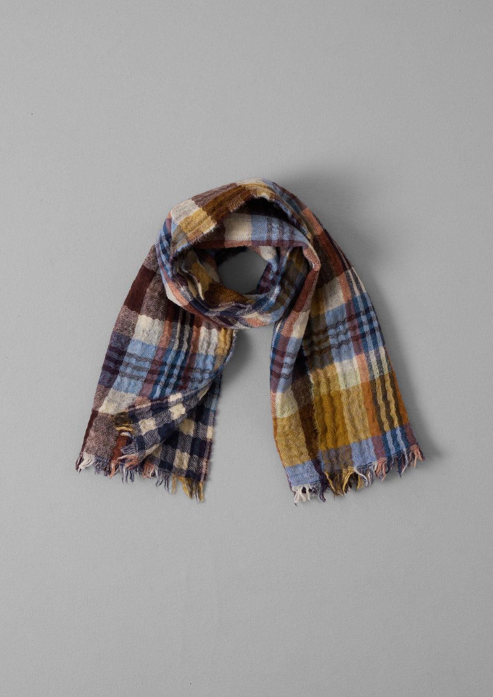 Dual Check Handwoven Knot Scarf | Earth/Multi Product Image