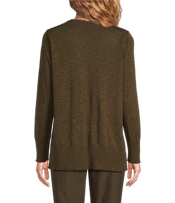 Eileen Fisher Organic Linen Cotton Blend V-Neck Long Sleeve Sweater Product Image