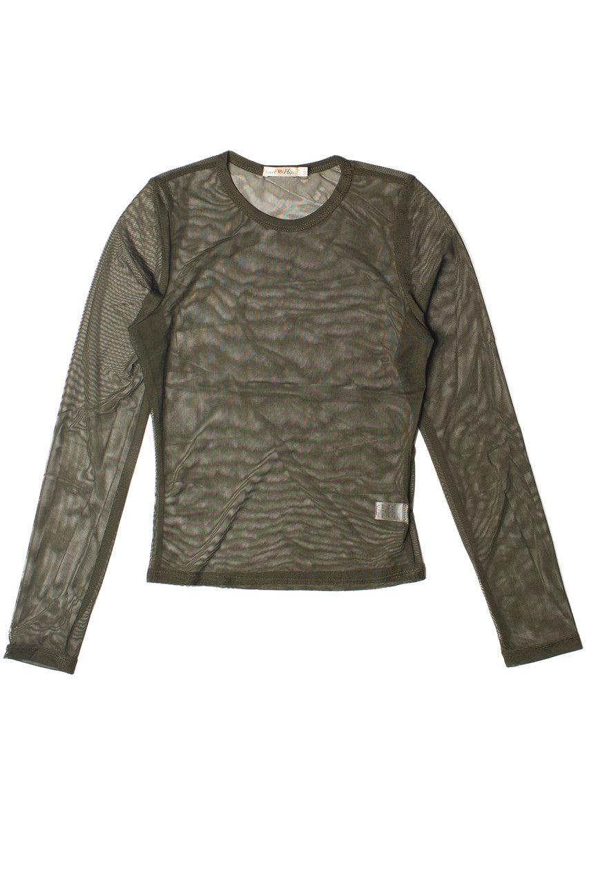 Mesh Crew Neck Long Sleeve Top Product Image