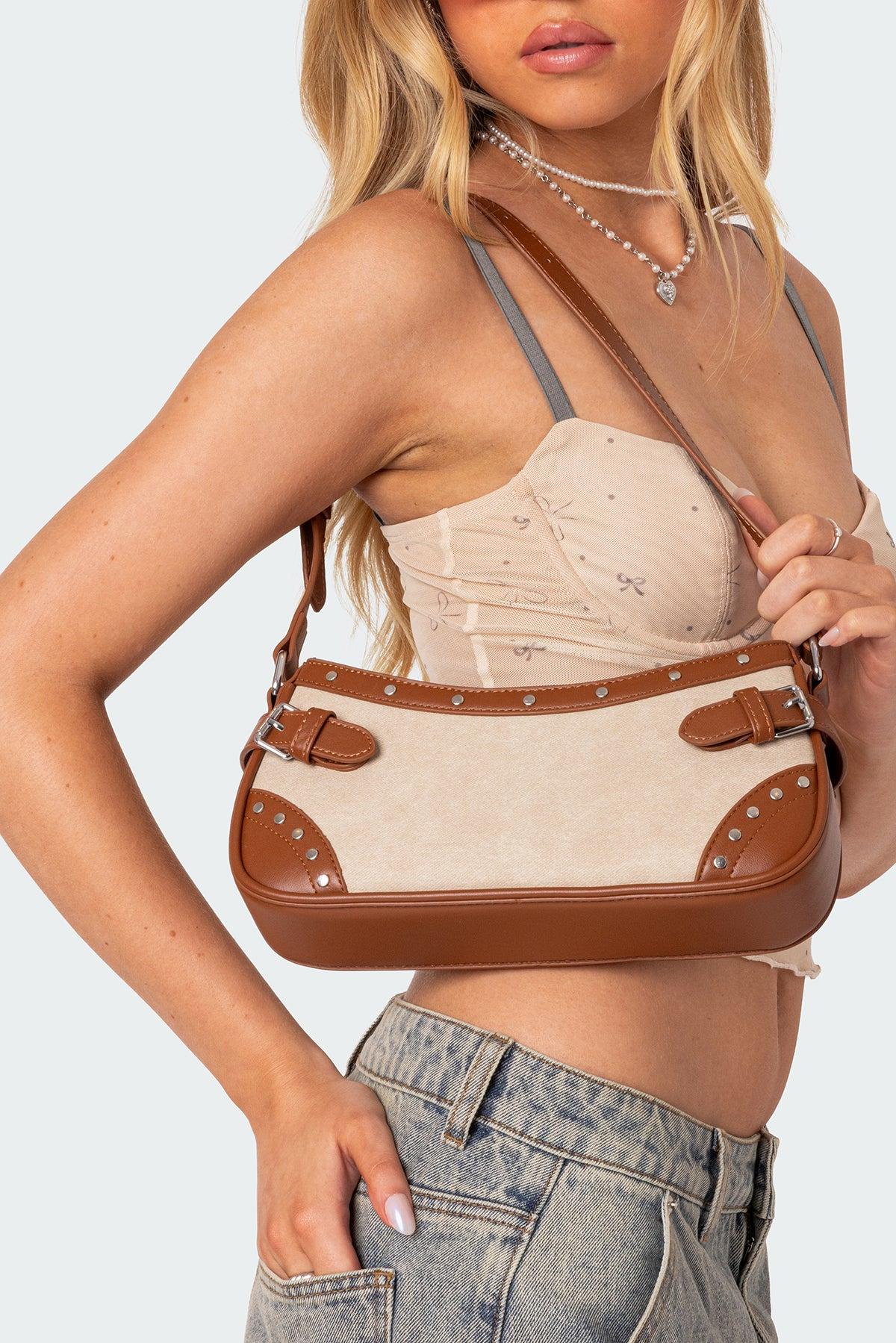 Two-Toned Faux Leather Shoulder Bag Product Image