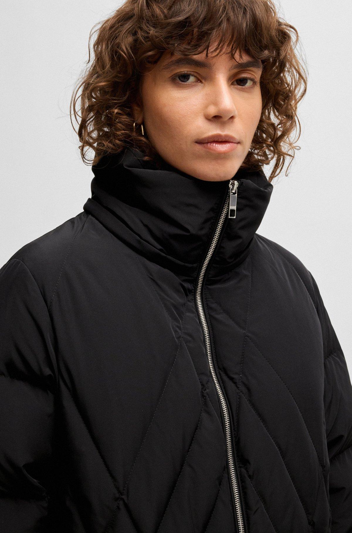 Quilted down coat with adjustable hood Product Image