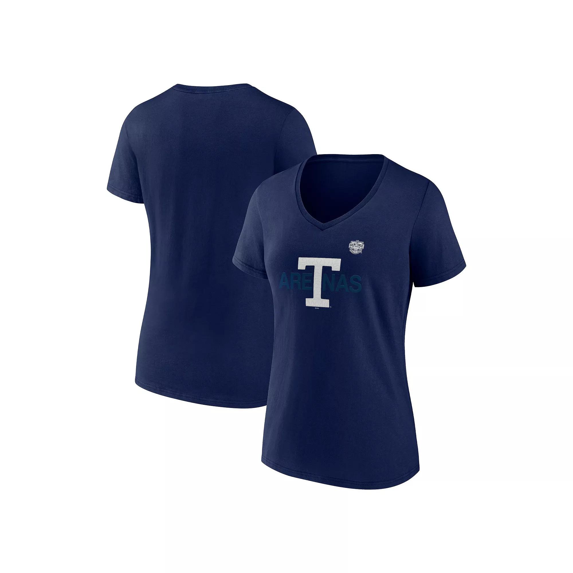 Women's Fanatics Navy Toronto Maple Leafs Primary Logo V-Neck T-Shirt,  Product Image