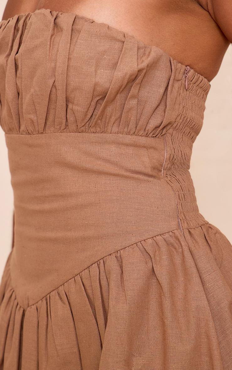 Taupe Ruched Bust Shift Dress Product Image