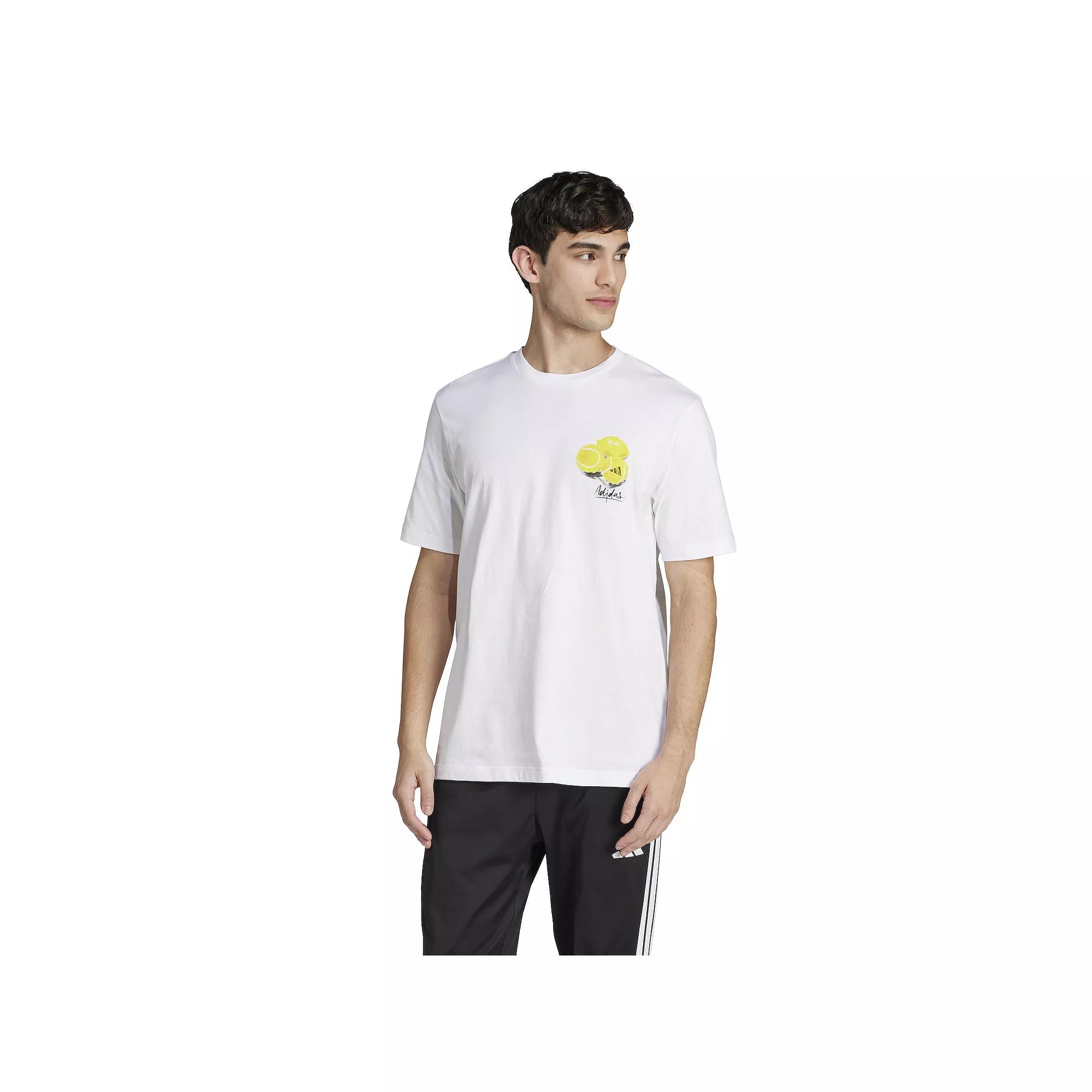 adidas Lounge Still Life Lemons Graphic Tee White 2XL Mens Product Image