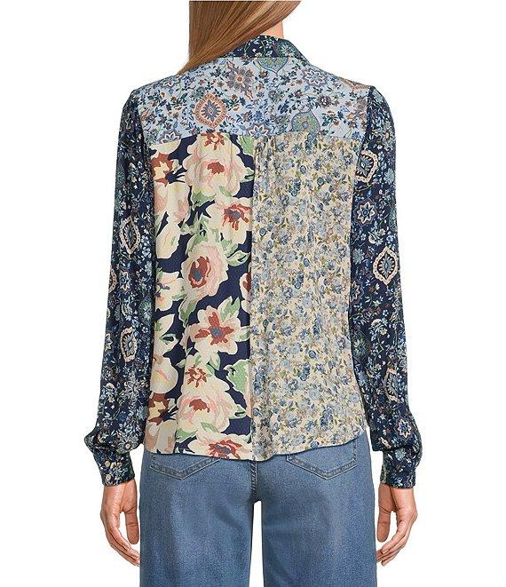 Nurture by Westbound Woven Long Sleeve Floral Print Button Down Top Product Image