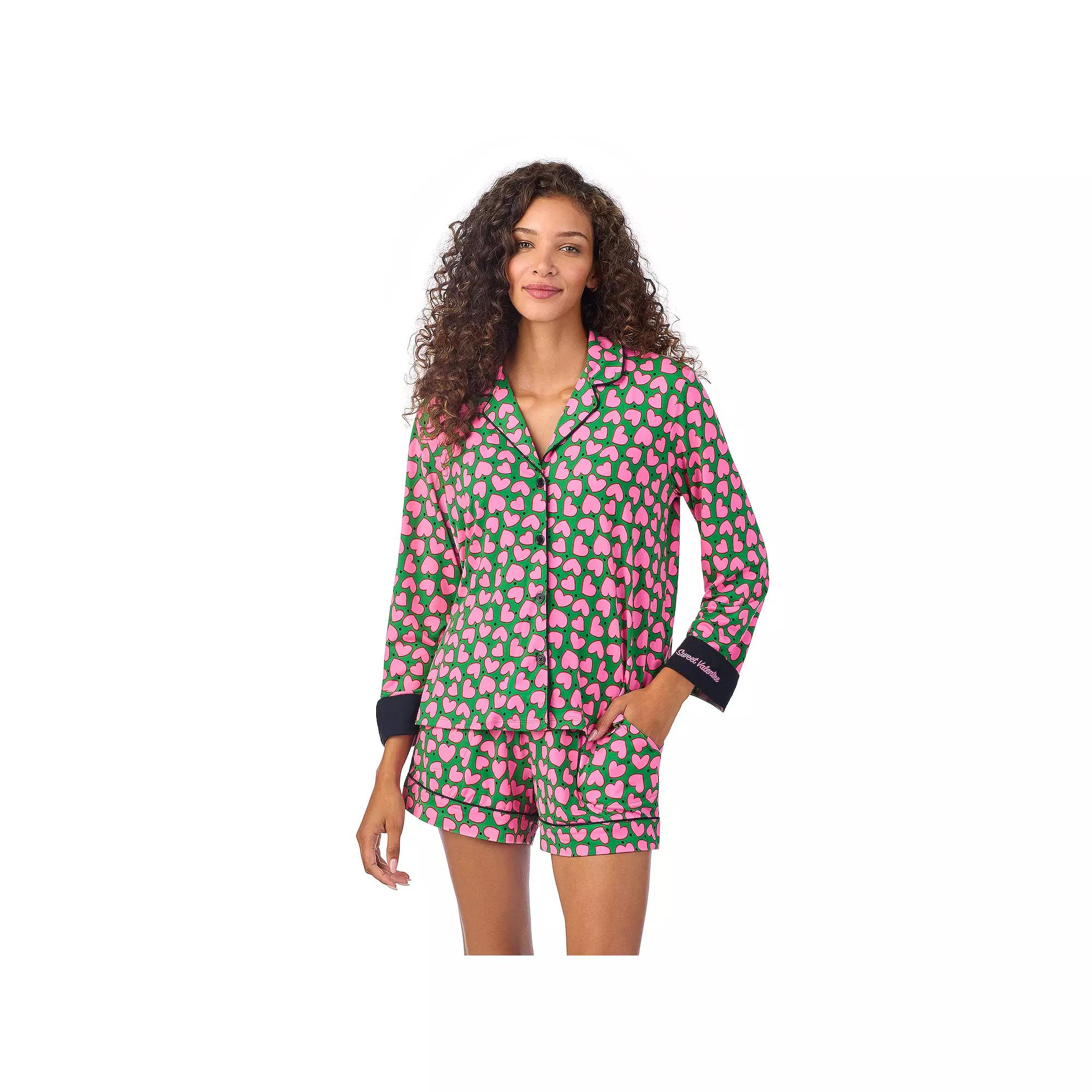 Womens Beauty Sleep Social Long Sleeve Pajama Shirt & Pajama Shorts Sleep Set, Girls Product Image