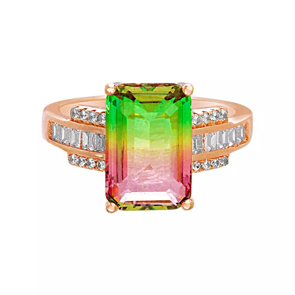 18k Rose Gold Over Silver Watermelon Cubic Zirconia Ring, Women's,  Product Image