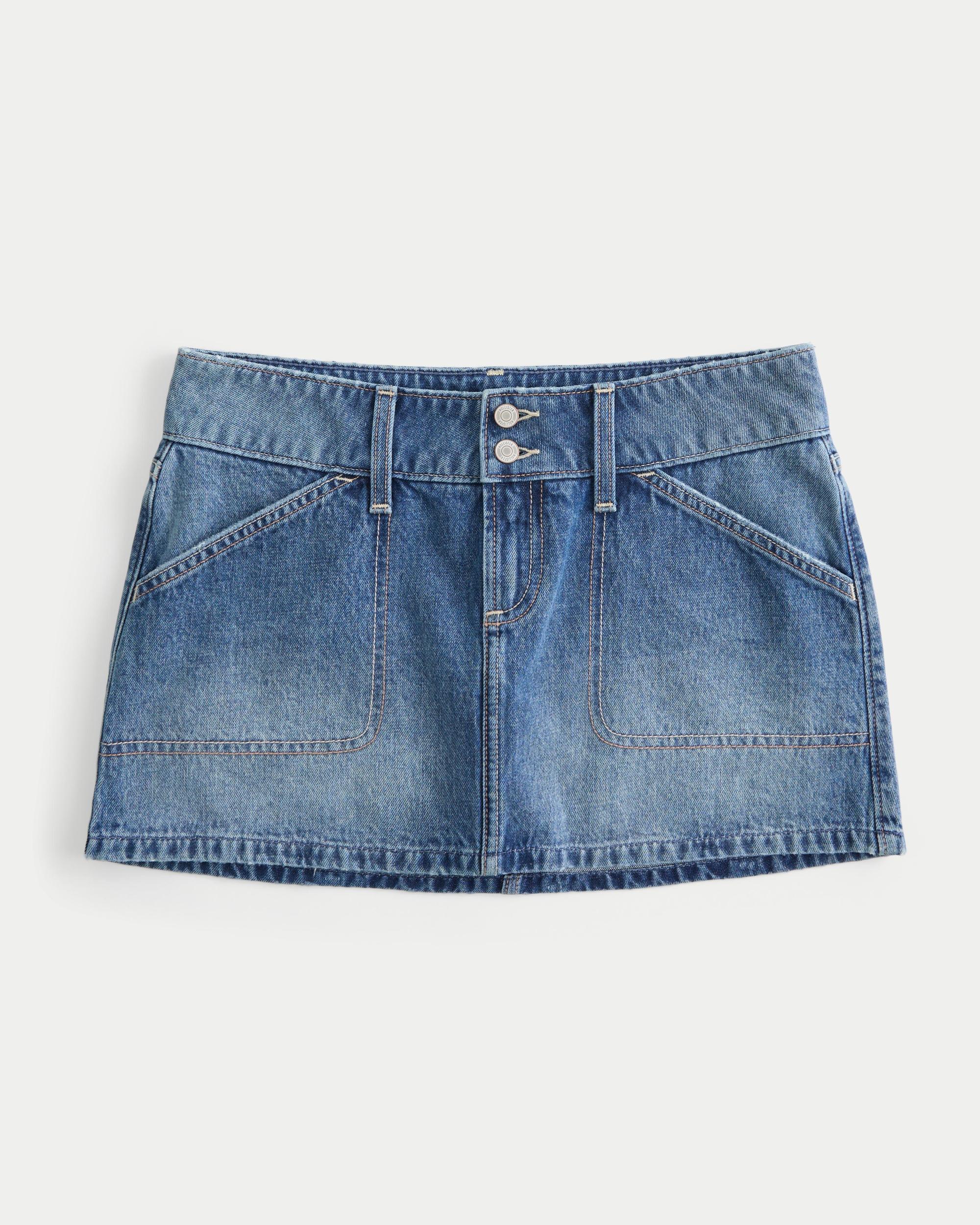 Low-Rise Y2K Chop Pocket Denim Mini Skort Product Image