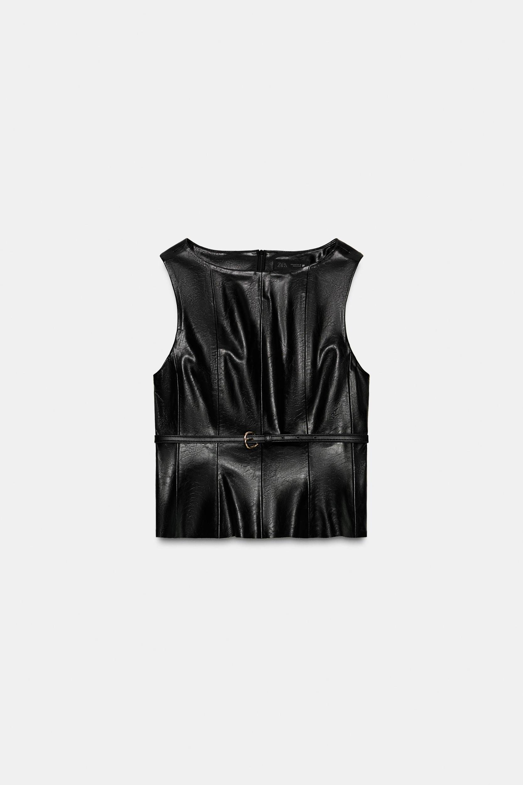 FAUX LEATHER BELTED TOP Product Image