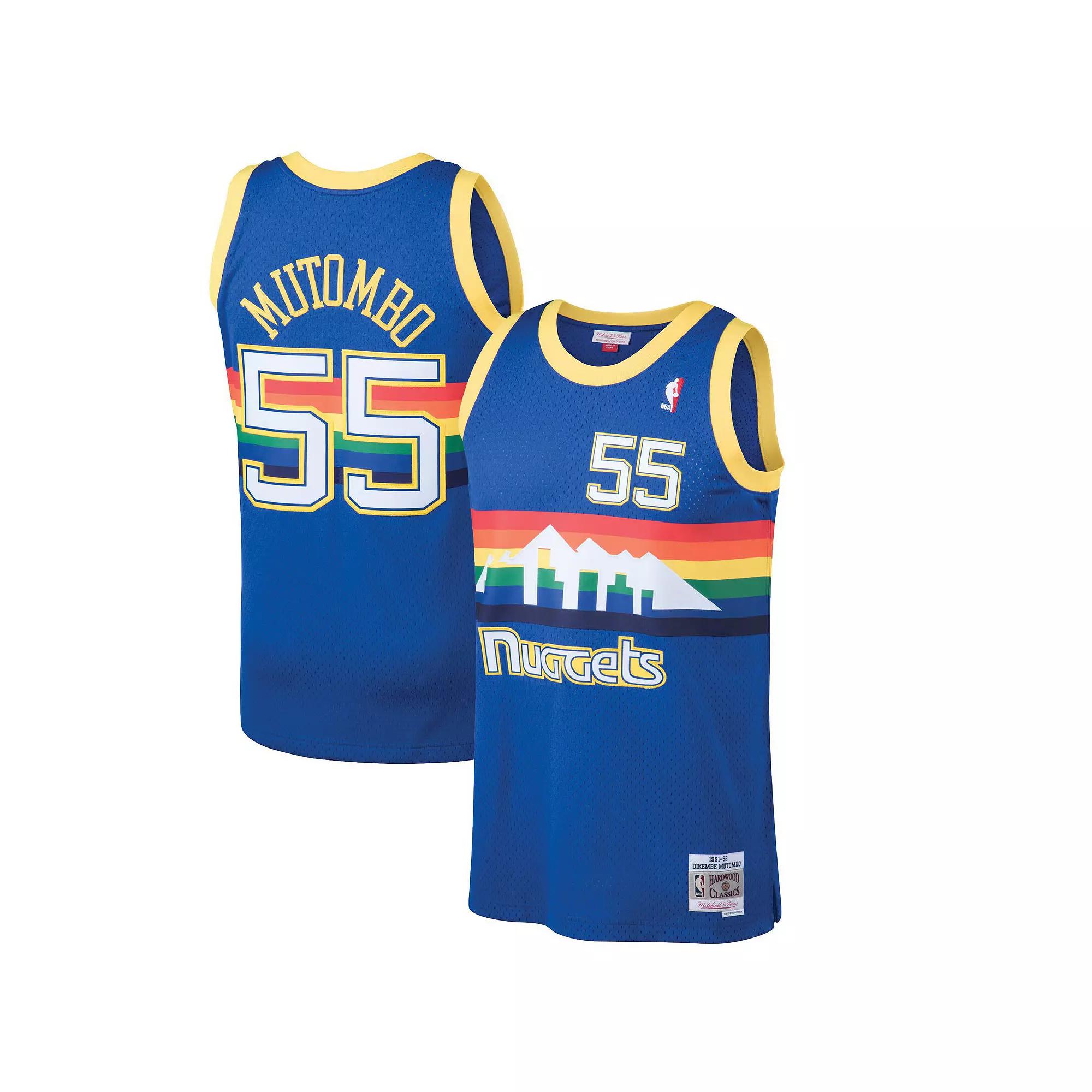 Men's Mitchell & Ness Dikembe Mutombo Blue Denver Nuggets Hardwood Classics Swingman Jersey, Size: Small, Nug Blue Product Image