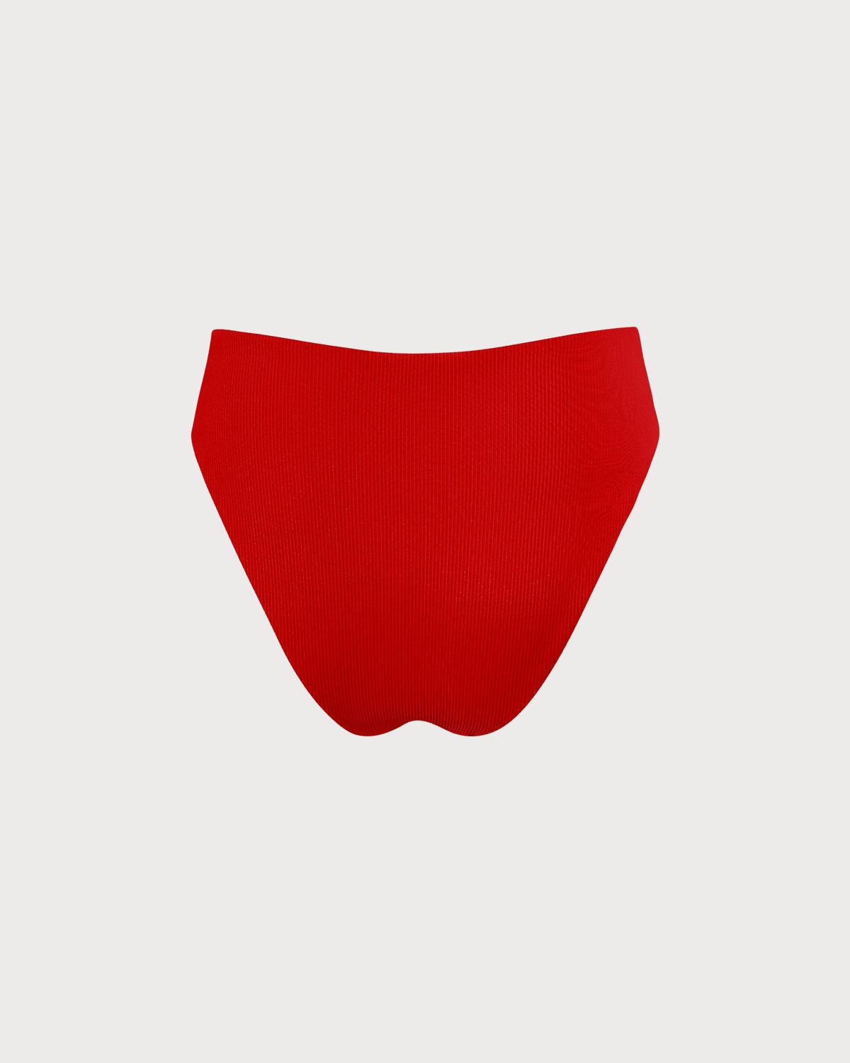 The Red Ribbed Bikini Bottom Product Image